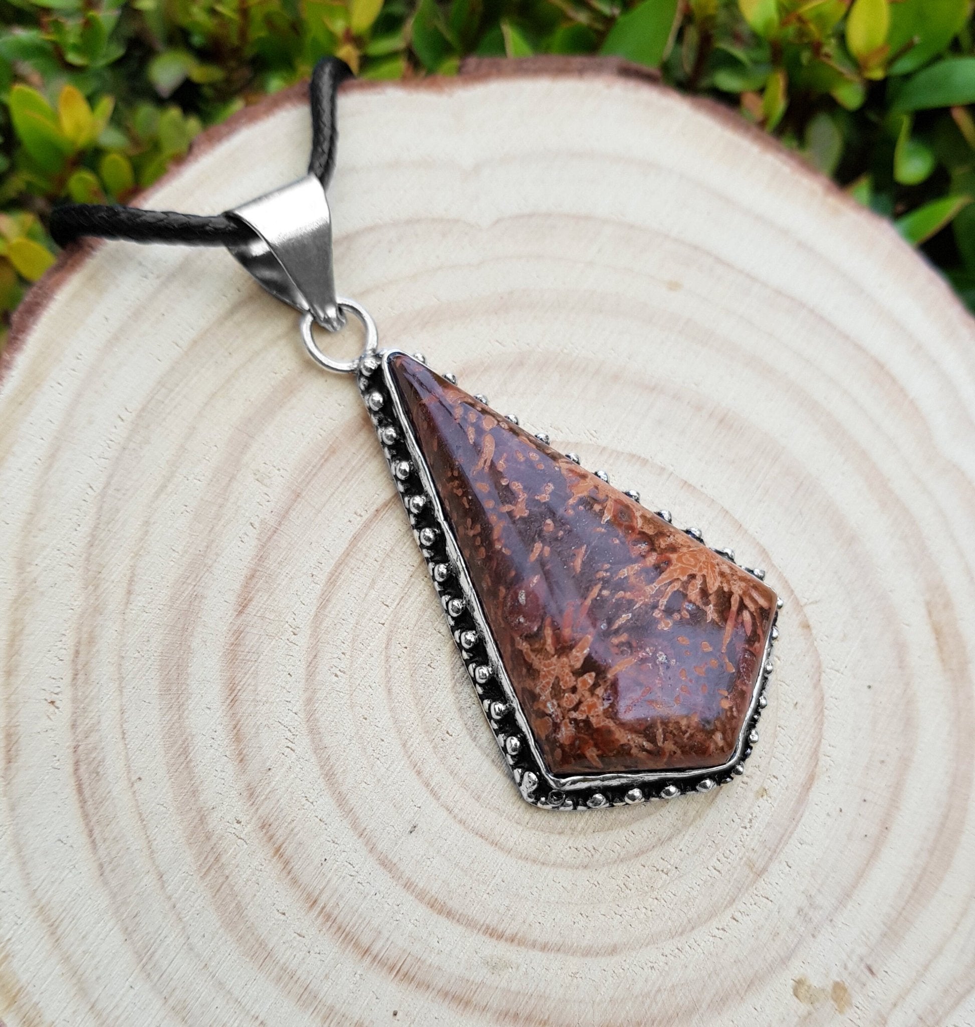 Big Jasper Pendant In Sterling Silver Statement Necklace - LunarGem - Necklaces