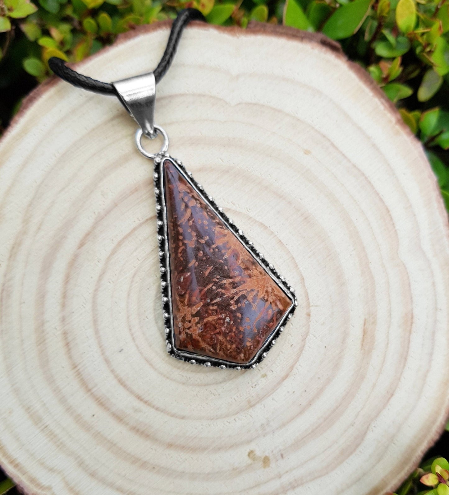 Big Jasper Pendant In Sterling Silver Statement Necklace - LunarGem - Necklaces