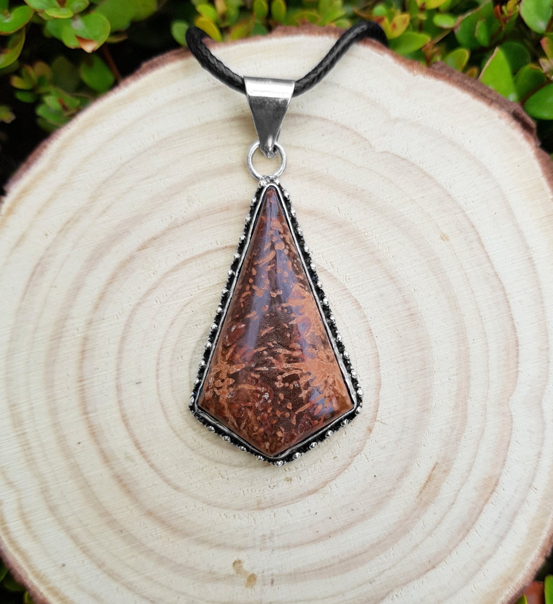 Big Jasper Pendant In Sterling Silver Statement Necklace - LunarGem - Necklaces