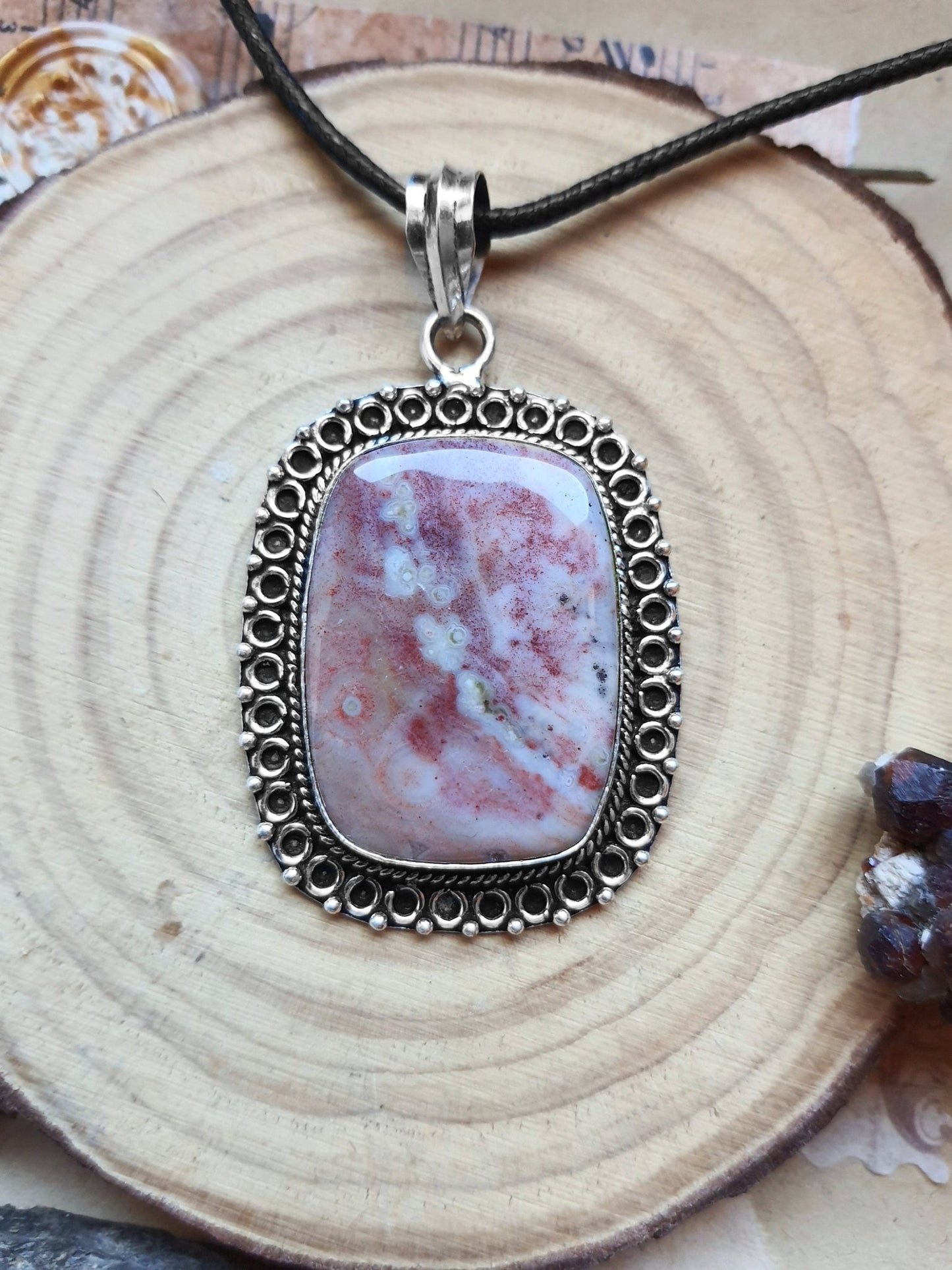 Bloodstone Statement Necklace In Sterling Silver - LunarGem - 