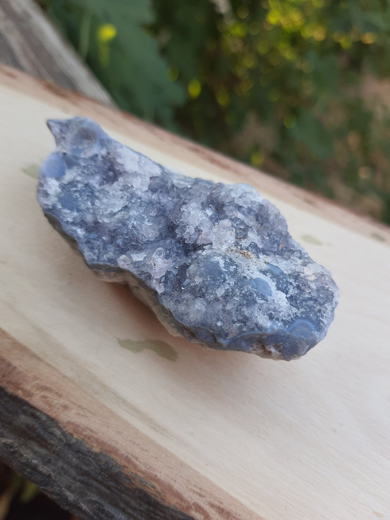 Blue Lace Agate Druzy Cluster, Sparkly Geode, Malawi Crystal (86g) - LunarGem - 