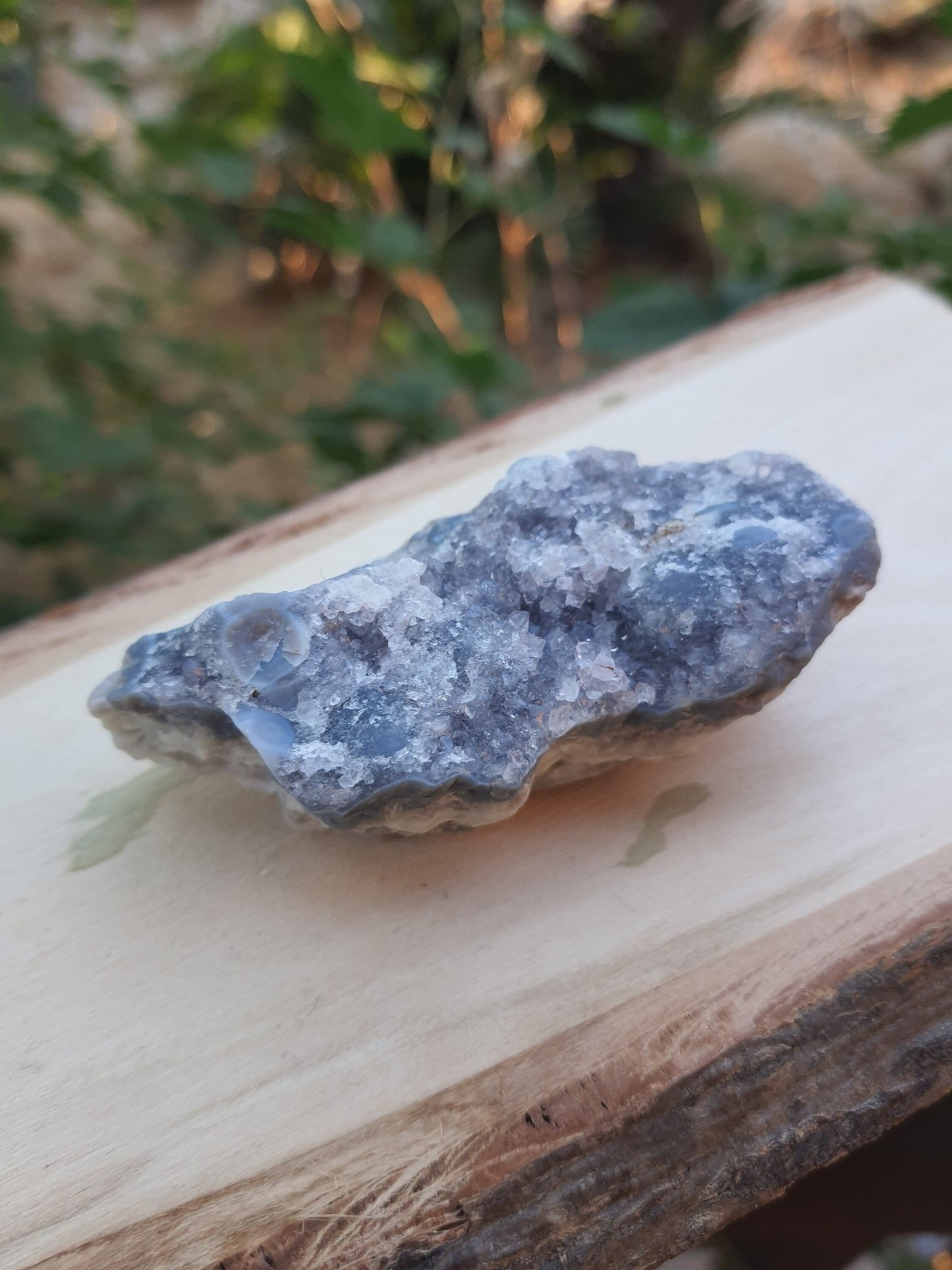 Blue Lace Agate Druzy Cluster, Sparkly Geode, Malawi Crystal (86g) - LunarGem - 