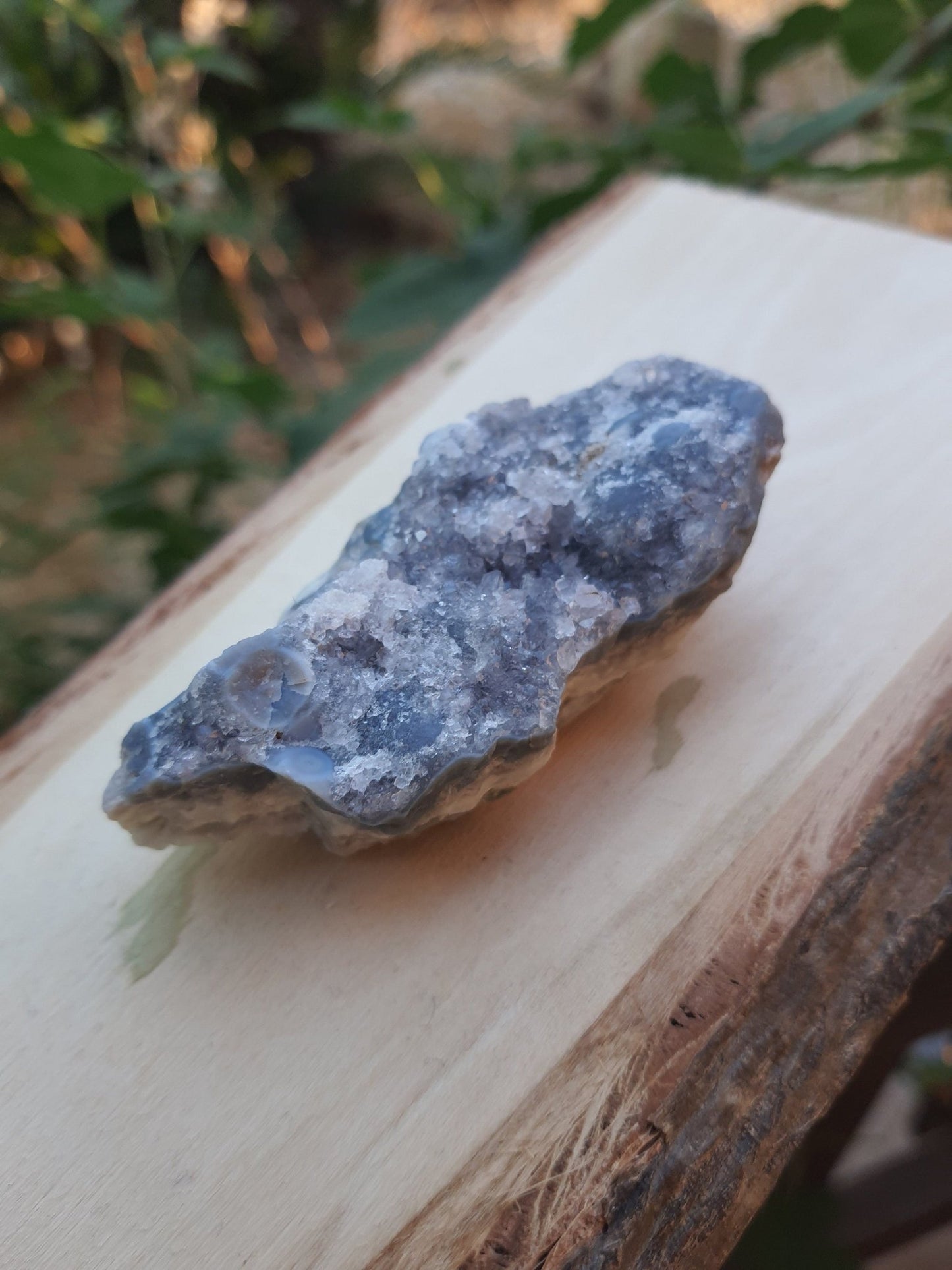 Blue Lace Agate Druzy Cluster, Sparkly Geode, Malawi Crystal (86g) - LunarGem - 