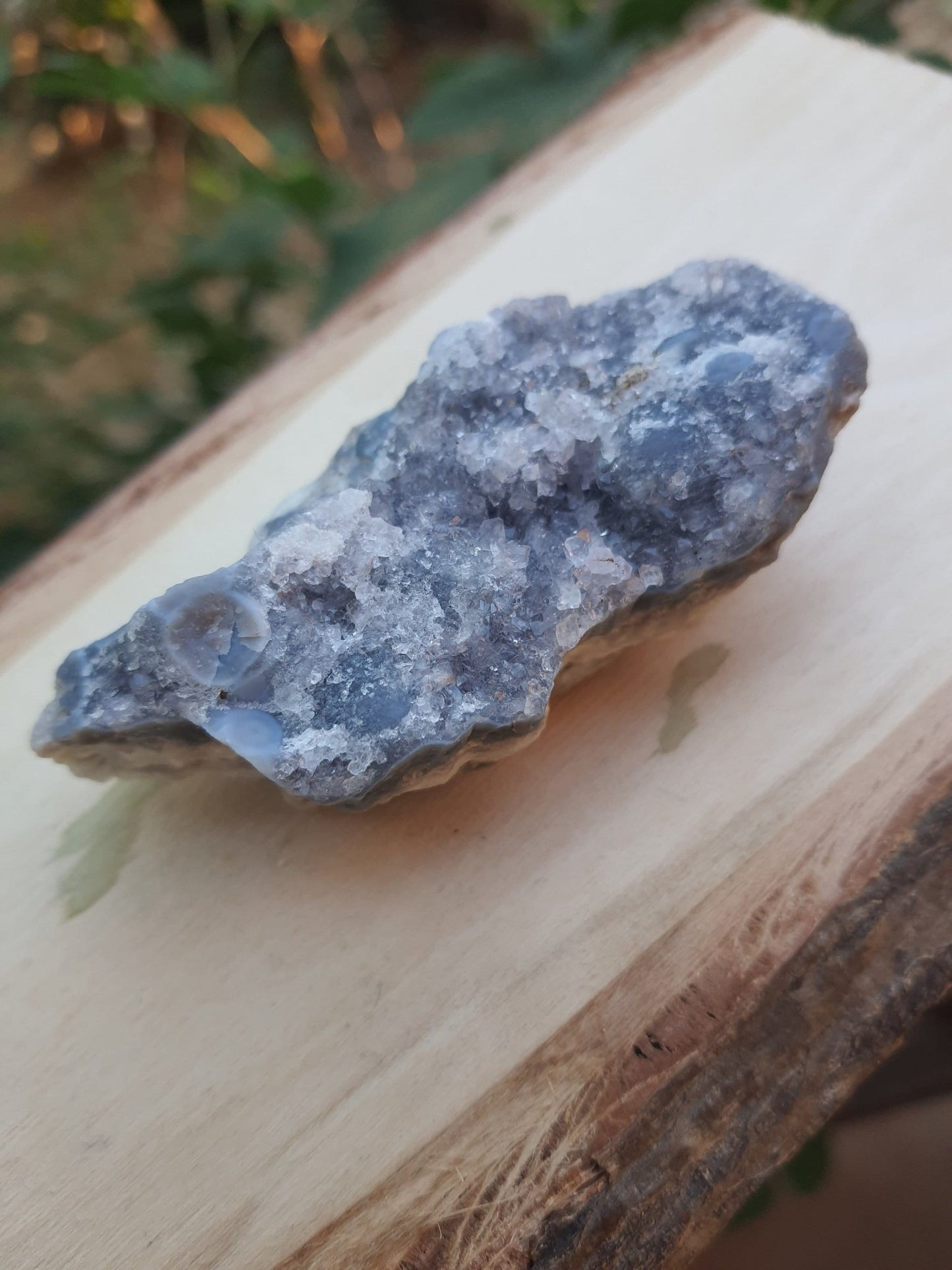 Blue Lace Agate Druzy Cluster, Sparkly Geode, Malawi Crystal (86g) - LunarGem - 