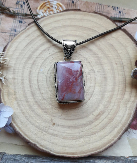 Boho Agate Pendant Necklace, Recycled Sterling Silver, Unique Jewelry Gift - LunarGem - 