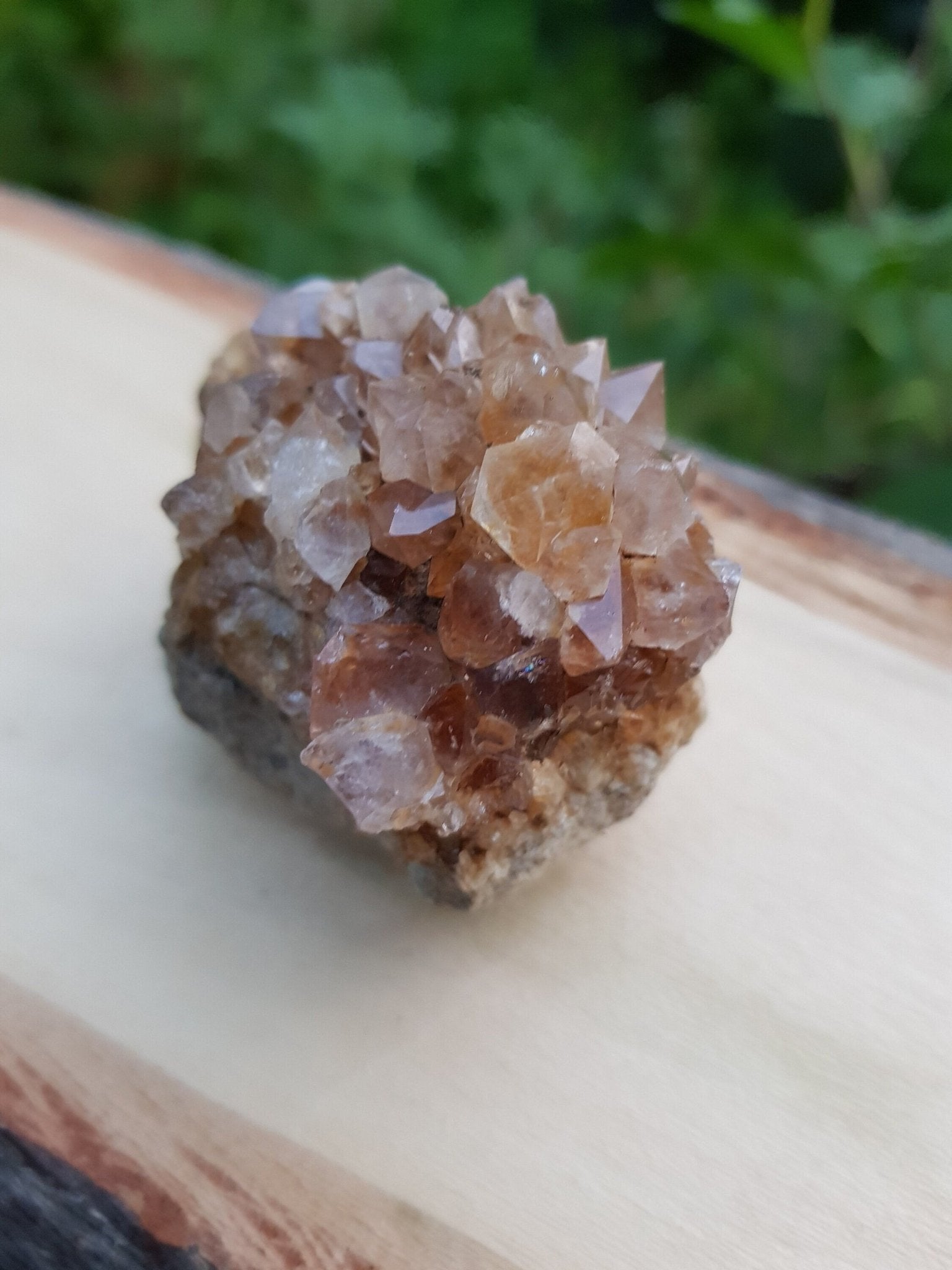 Citrine Spirit Quartz Cluster: Natural Cactus Amethyst, 92g - LunarGem - 