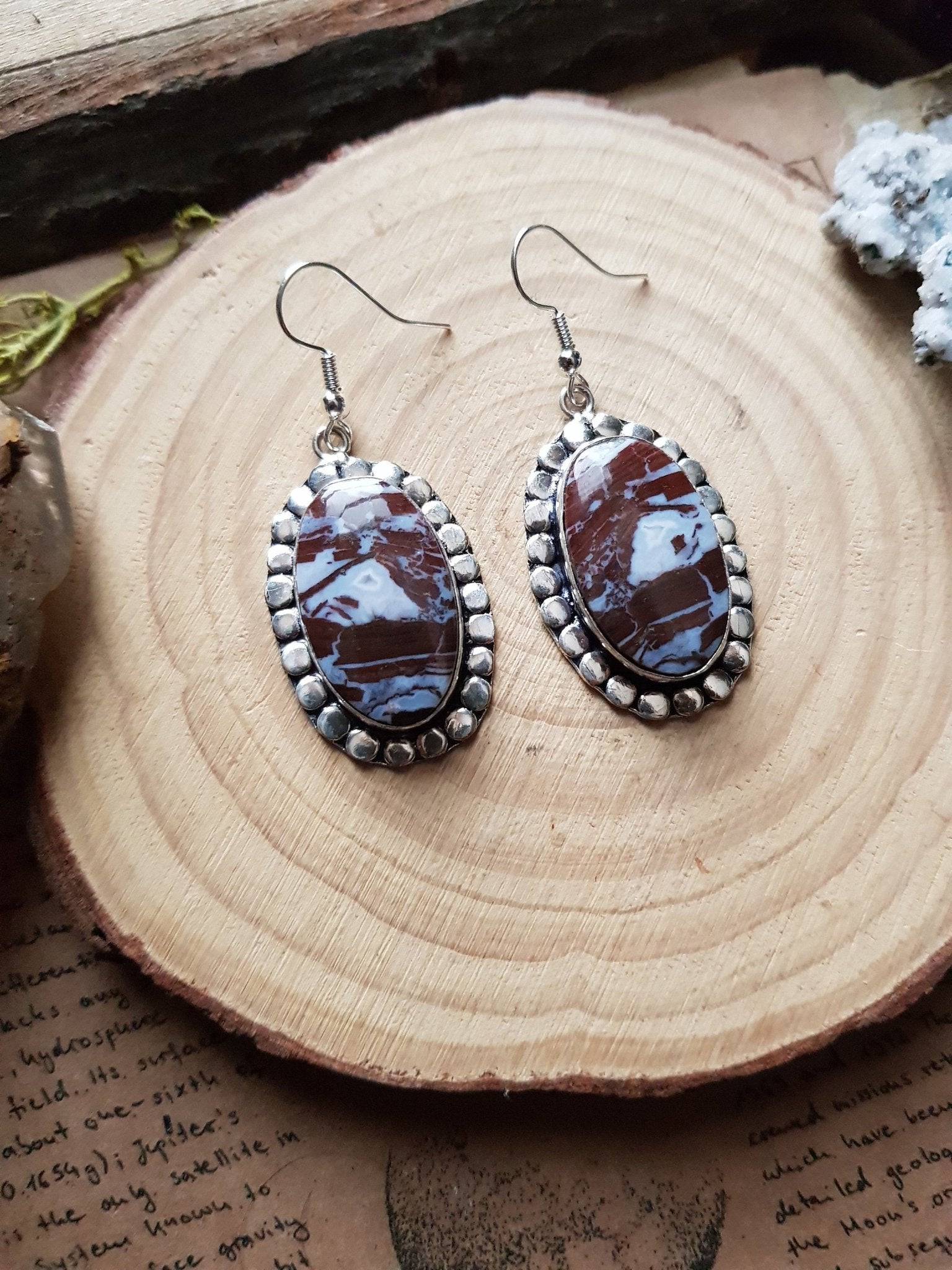 Coconut Jasper Earrings Sterling Silver Gemstone Earrings - LunarGem - 