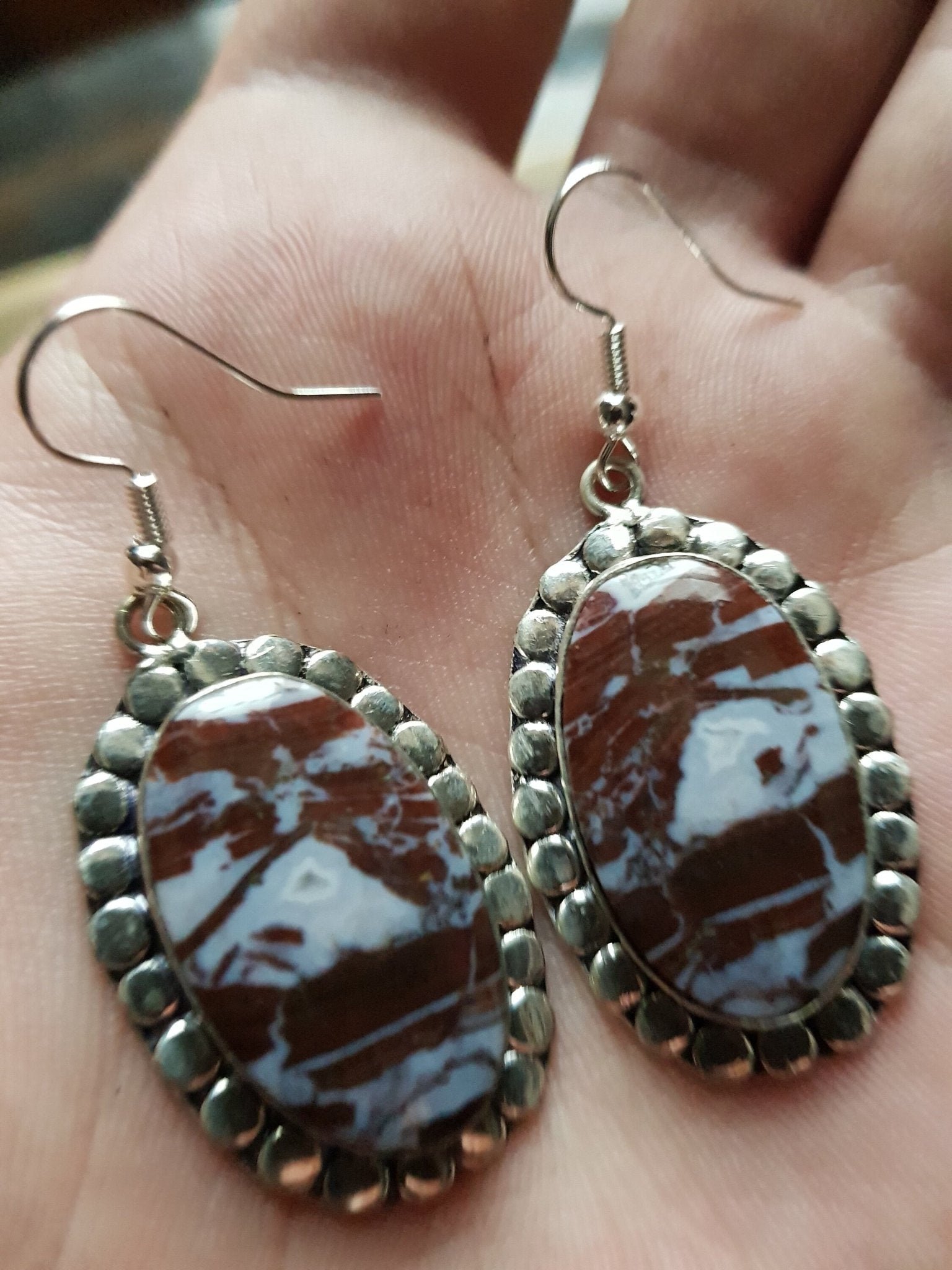 Coconut Jasper Earrings Sterling Silver Gemstone Earrings - LunarGem - 