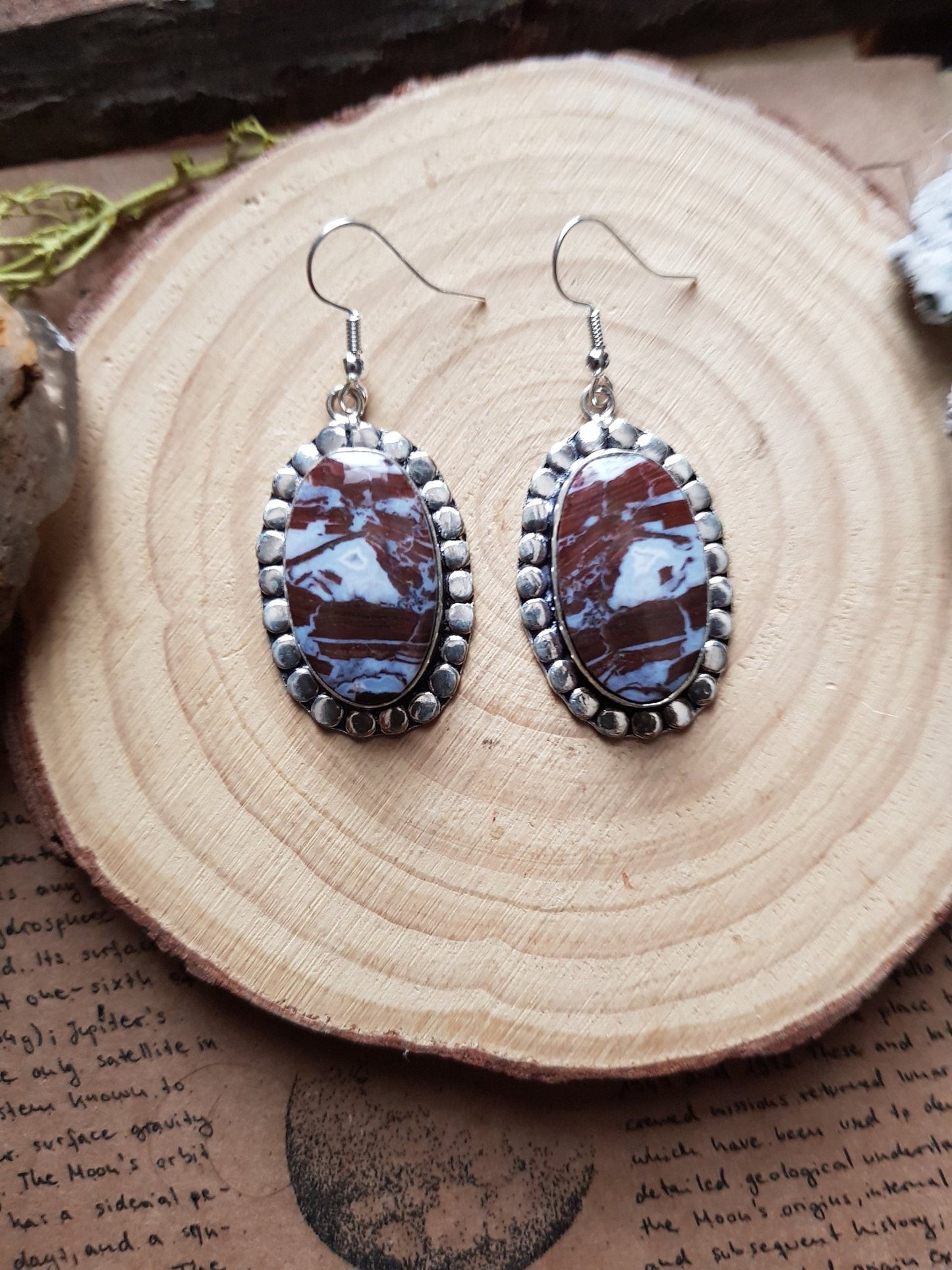 Coconut Jasper Earrings Sterling Silver Gemstone Earrings - LunarGem - 