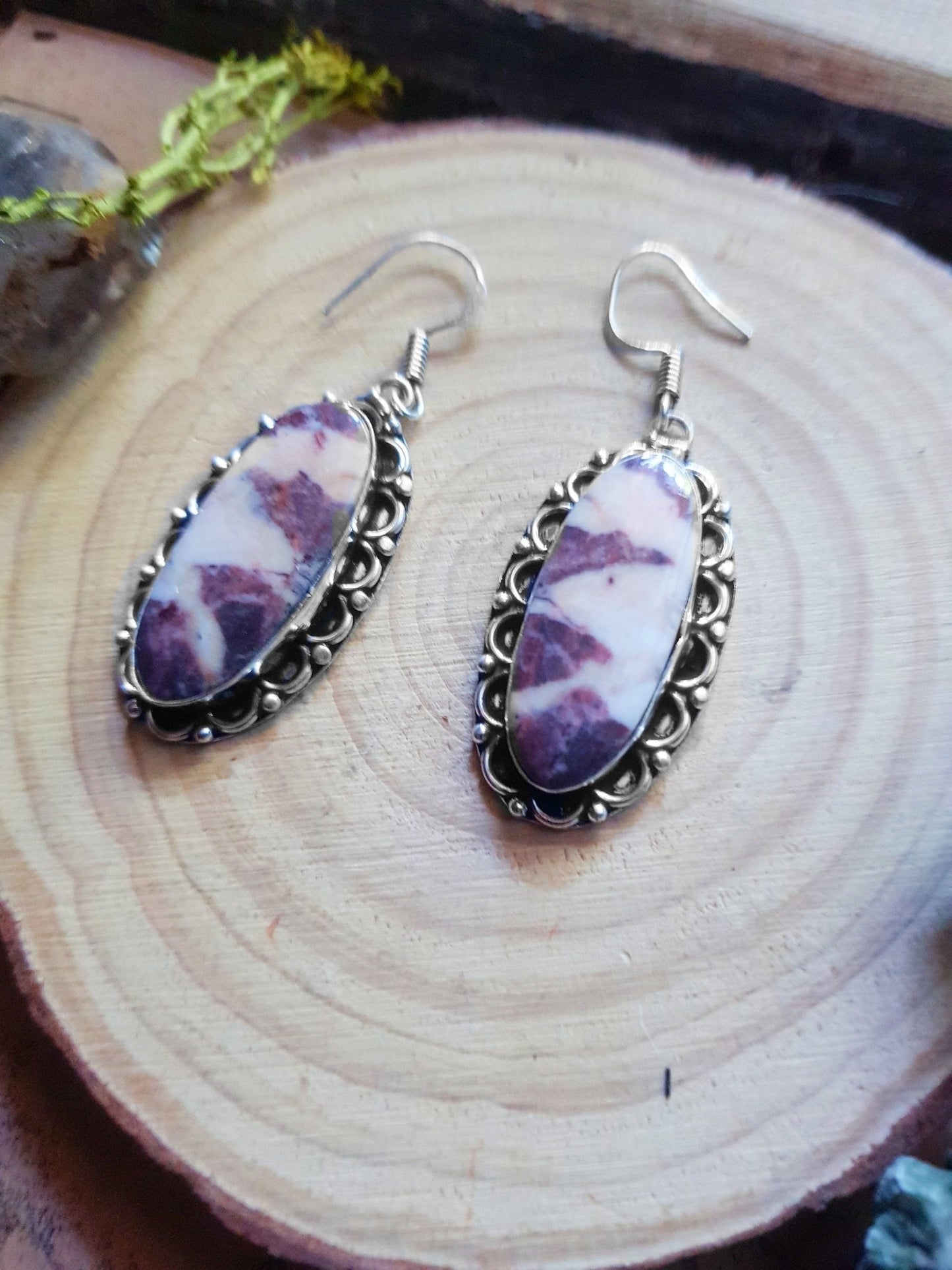 Coconut Jasper Earrings Sterling Silver Gemstone Earrings Boho Earrings Unique Gift One Of A Kind Jewellery Ethnic Earrings - LunarGem - 