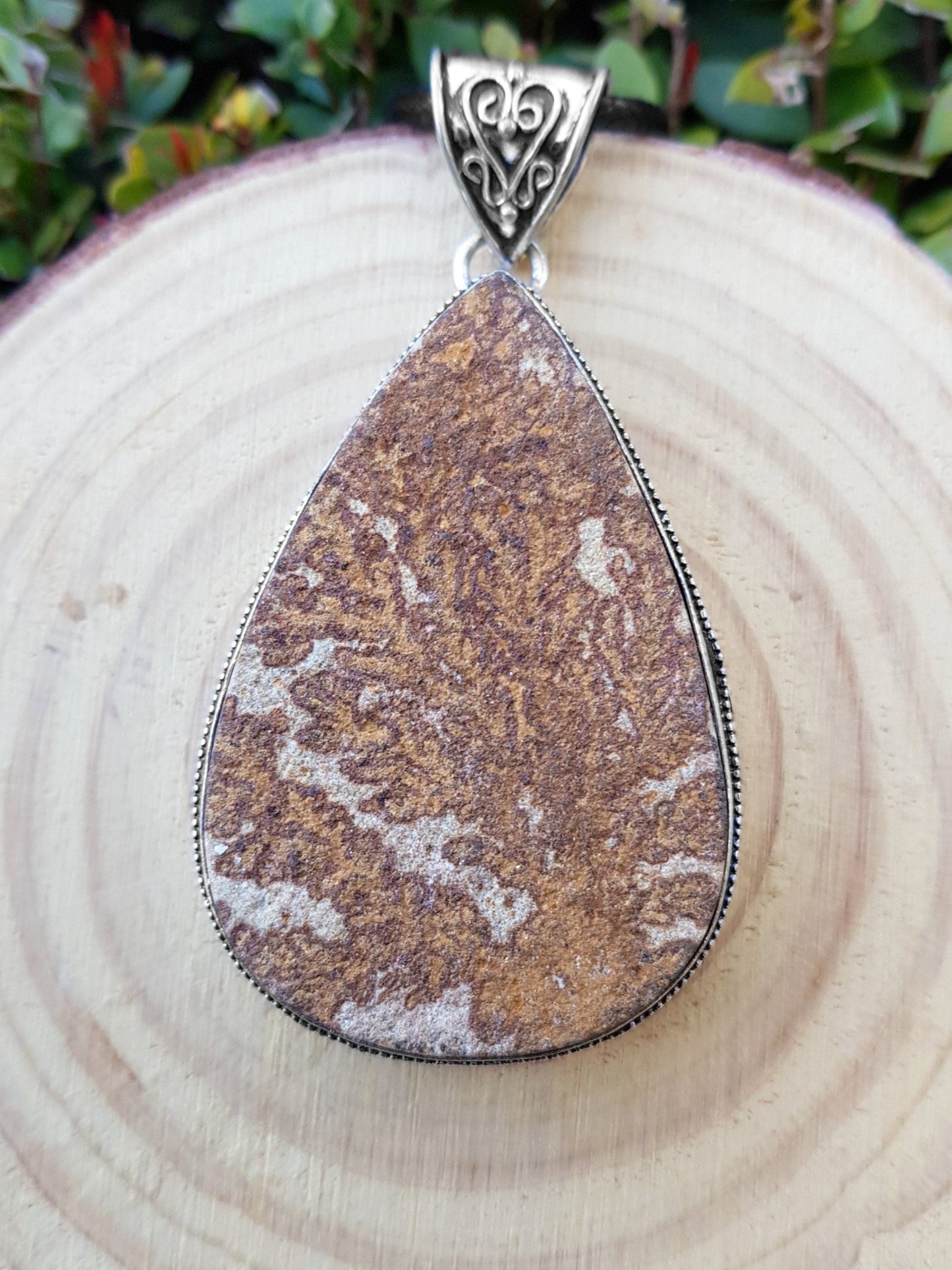 Dendritic Opal Necklace In Sterling Silver Big Statement Necklace One Of A Kind - LunarGem - 