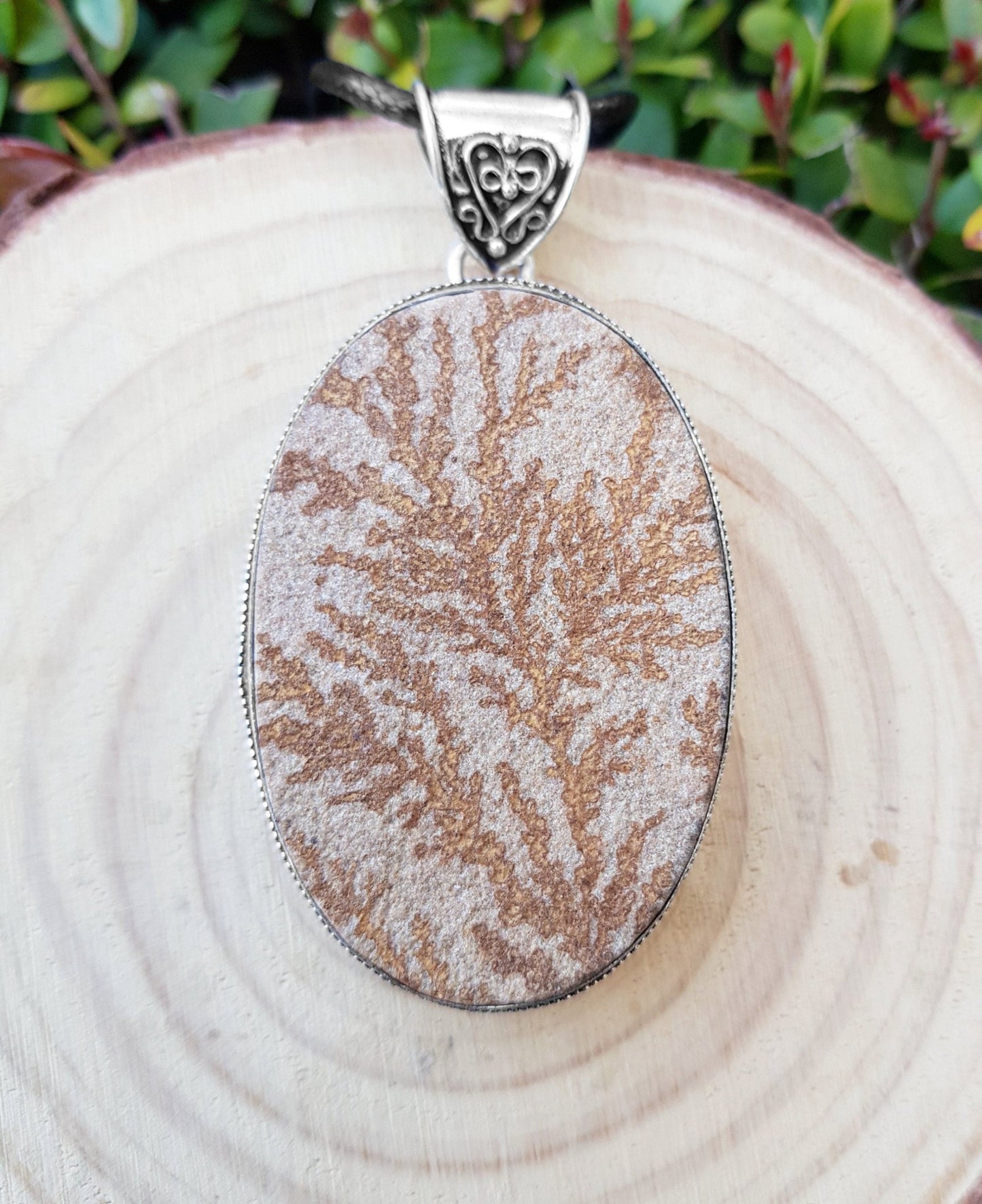 Dendritic Opal Necklace In Sterling Silver Big Statement Necklace One Of A Kind - LunarGem - 