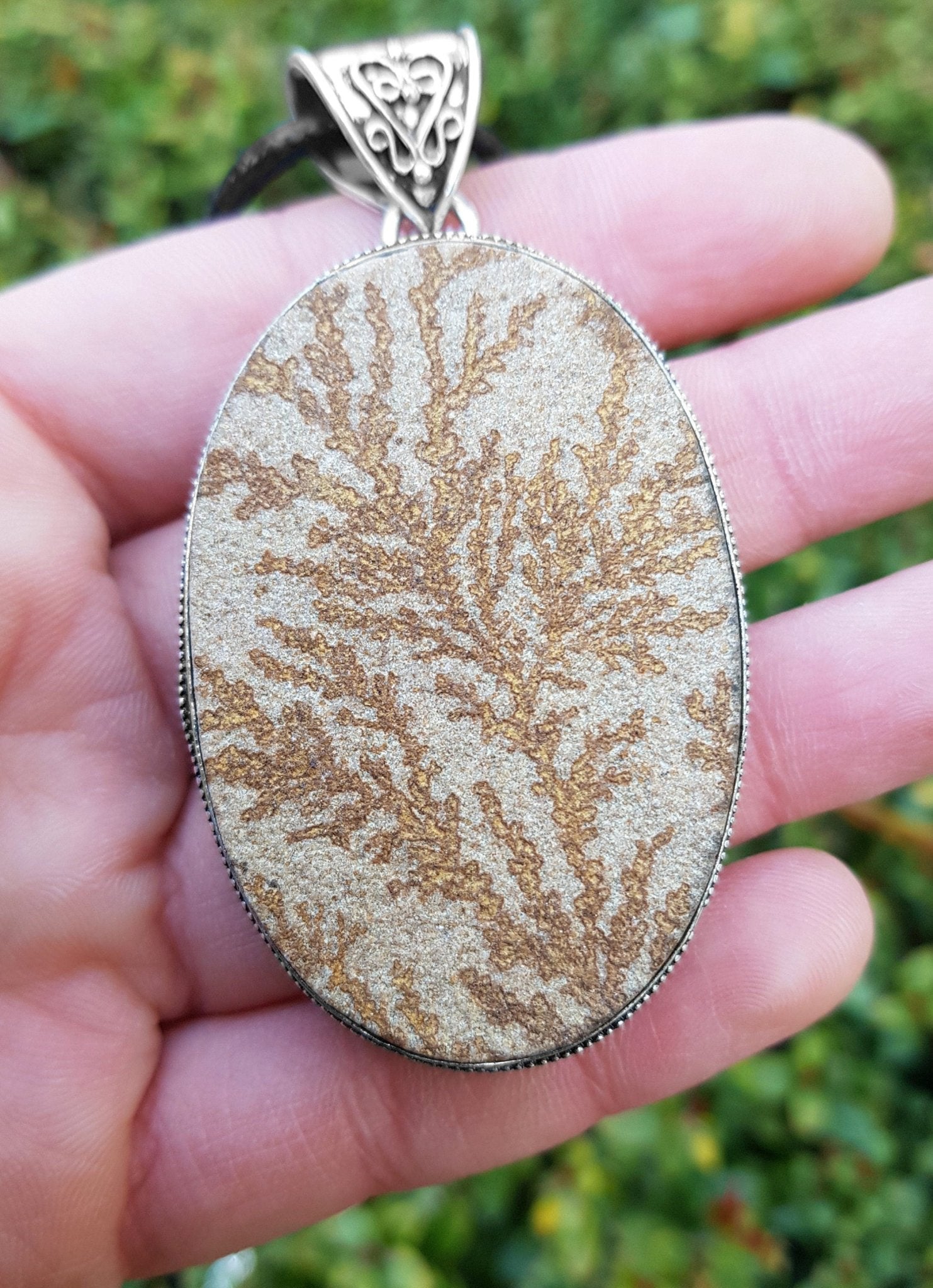 Dendritic Opal Necklace In Sterling Silver Big Statement Necklace One Of A Kind - LunarGem - 