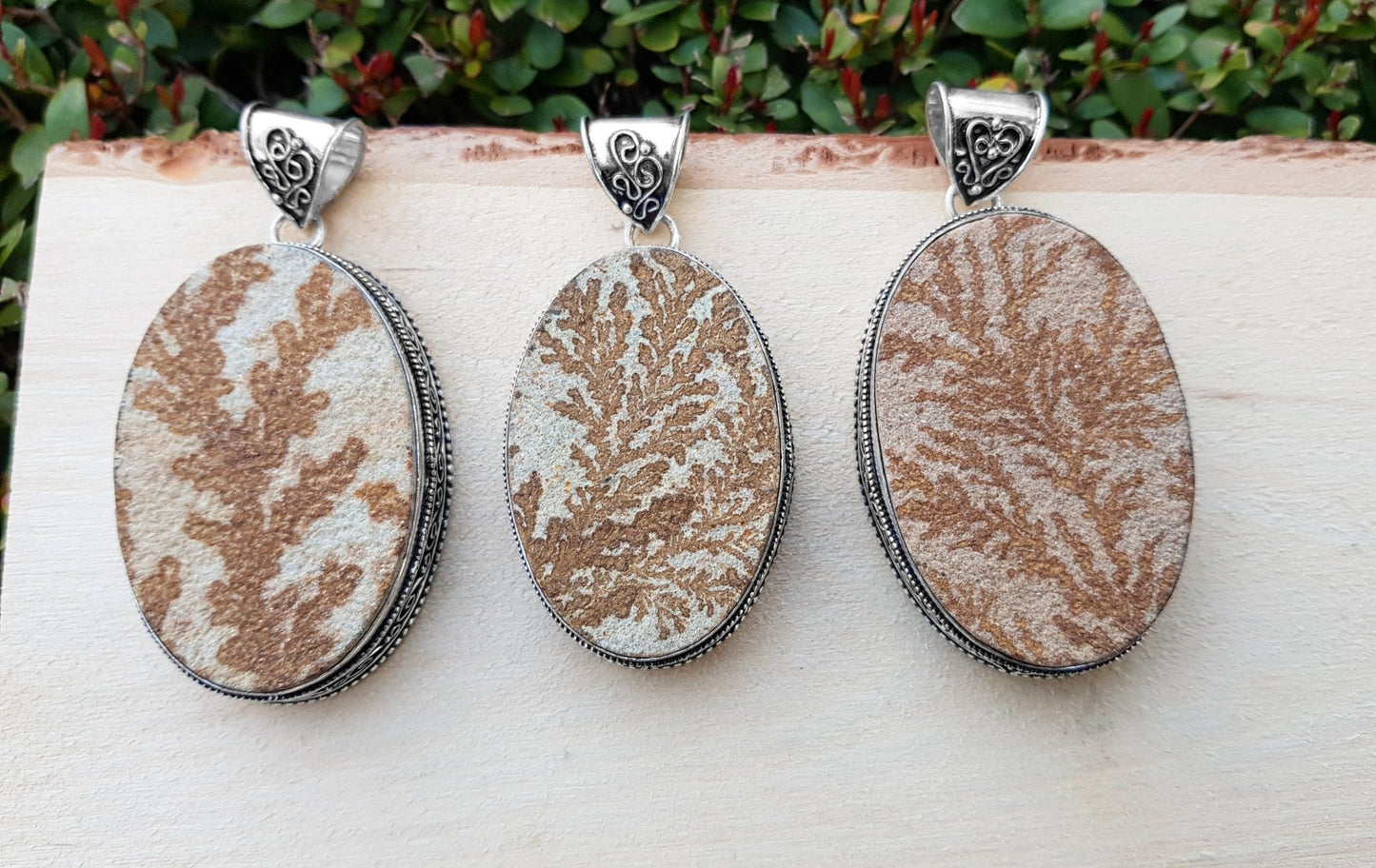 Dendritic Opal Necklace In Sterling Silver Big Statement Necklace One Of A Kind - LunarGem - 