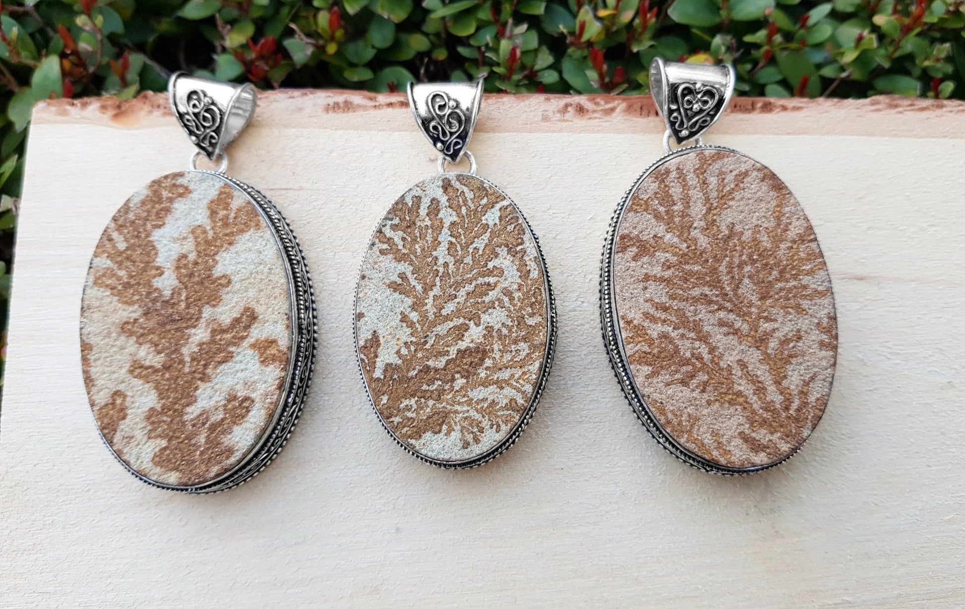 Dendritic Opal Necklace In Sterling Silver Big Statement Necklace One Of A Kind - LunarGem - 