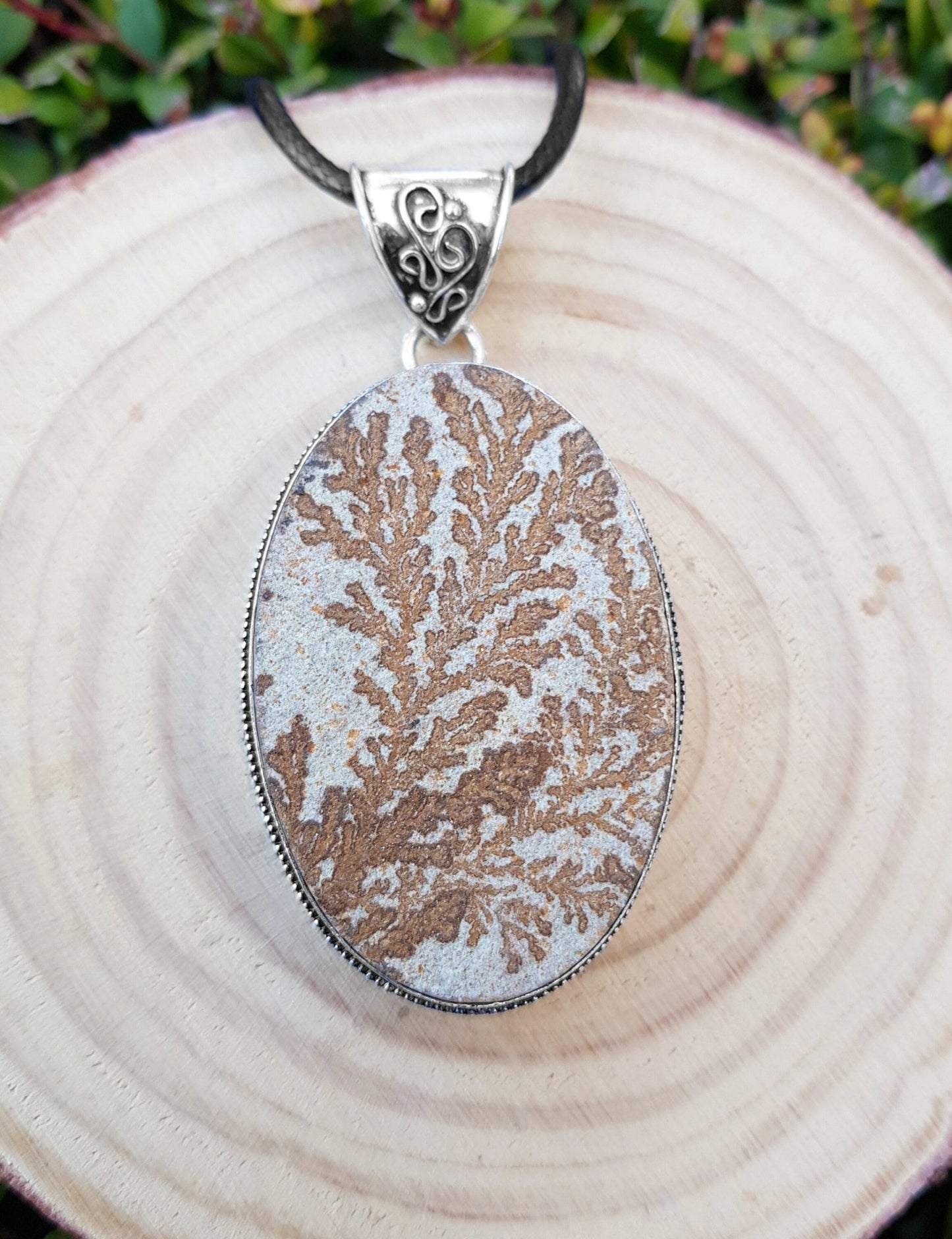 Dendritic Opal Necklace In Sterling Silver Big Statement Necklace One Of A Kind - LunarGem - 