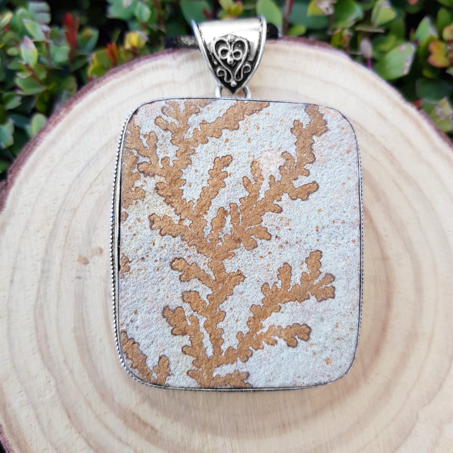 Dendritic Opal Necklace In Sterling Silver Big Statement Necklace One Of A Kind - LunarGem - 