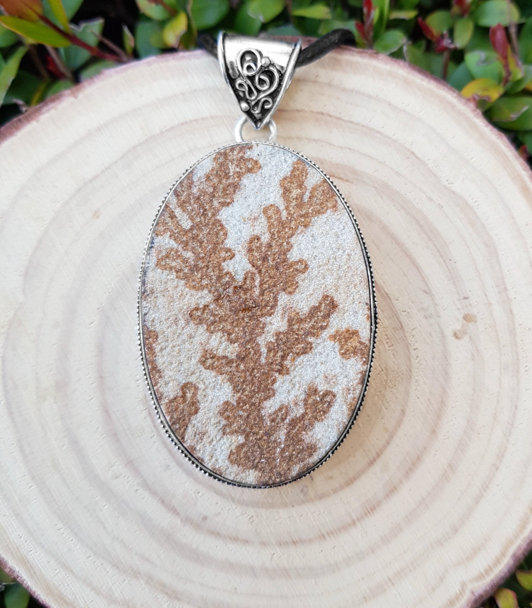 Dendritic Opal Necklace In Sterling Silver Big Statement Necklace One Of A Kind - LunarGem - 