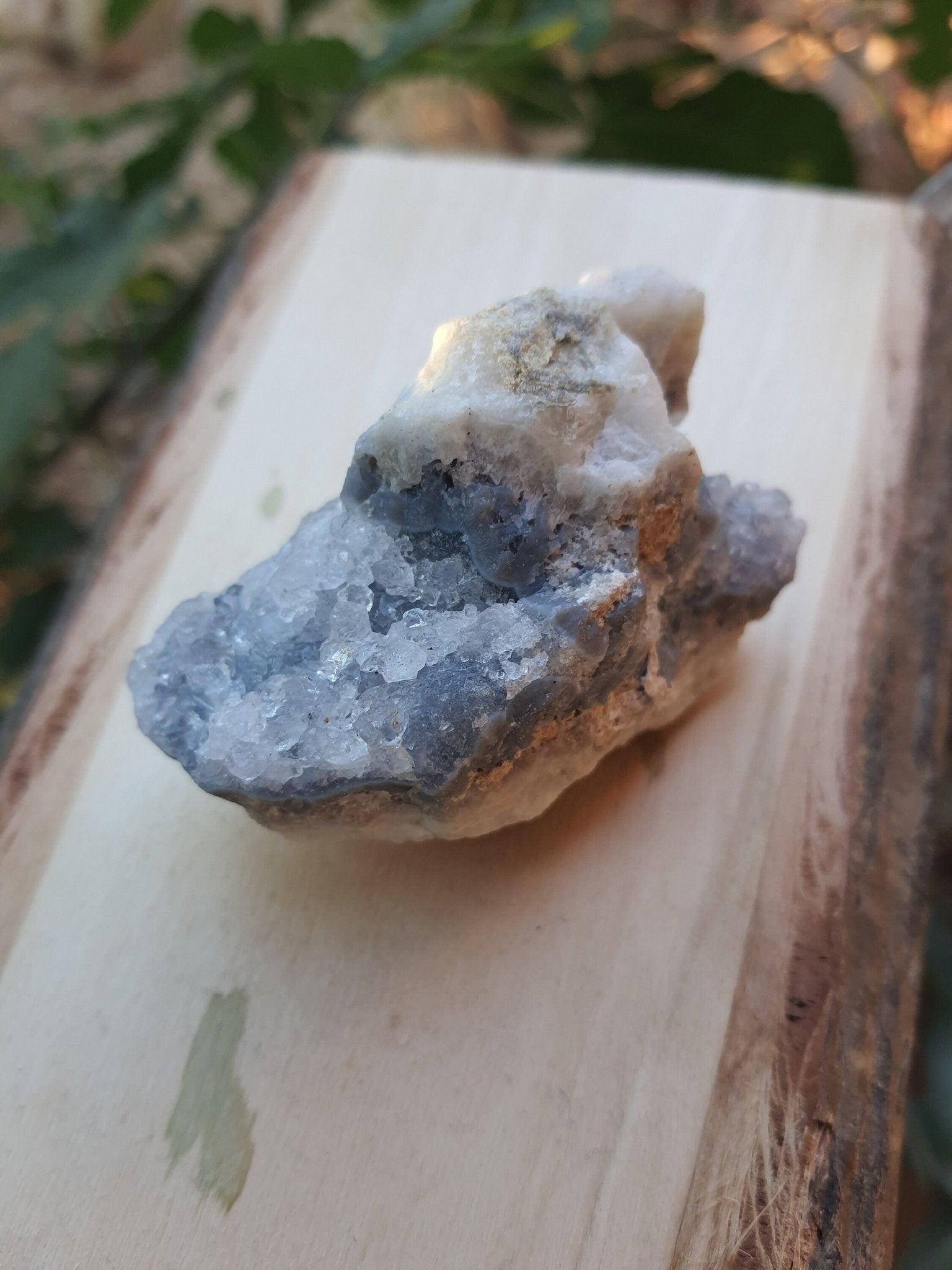 Druzy Blue Lace Agate Cluster, Raw Crystal Geode (101g) - LunarGem - 