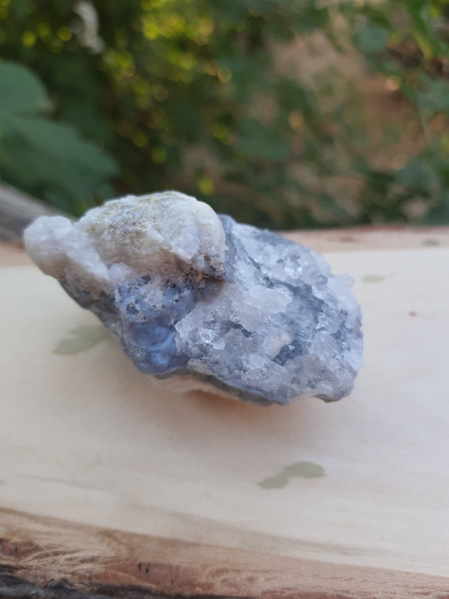 Druzy Blue Lace Agate Cluster, Raw Crystal Geode (101g) - LunarGem - 