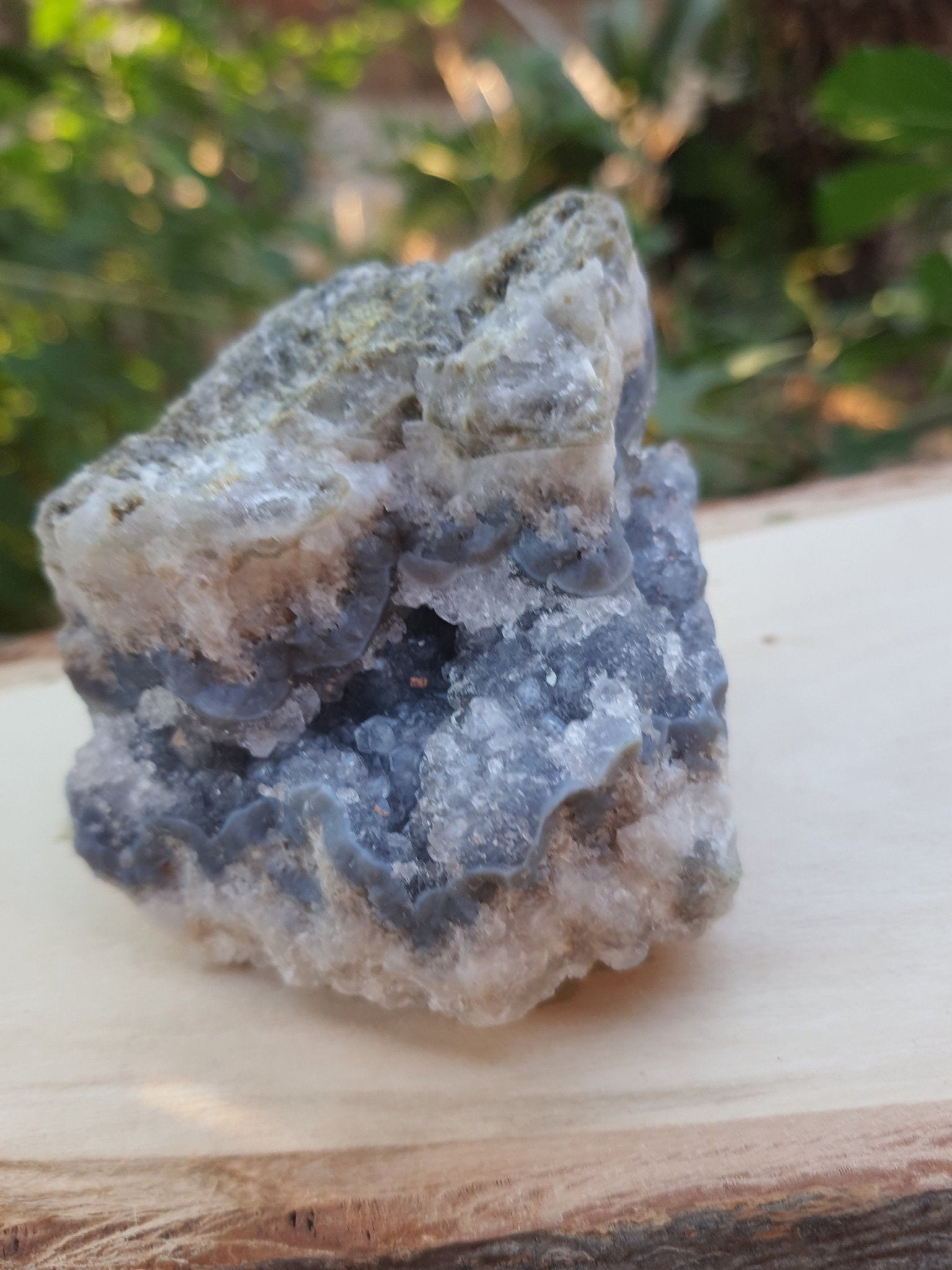 Druzy Blue Lace Agate Cluster: Raw Crystal Geode (182g) - LunarGem - 