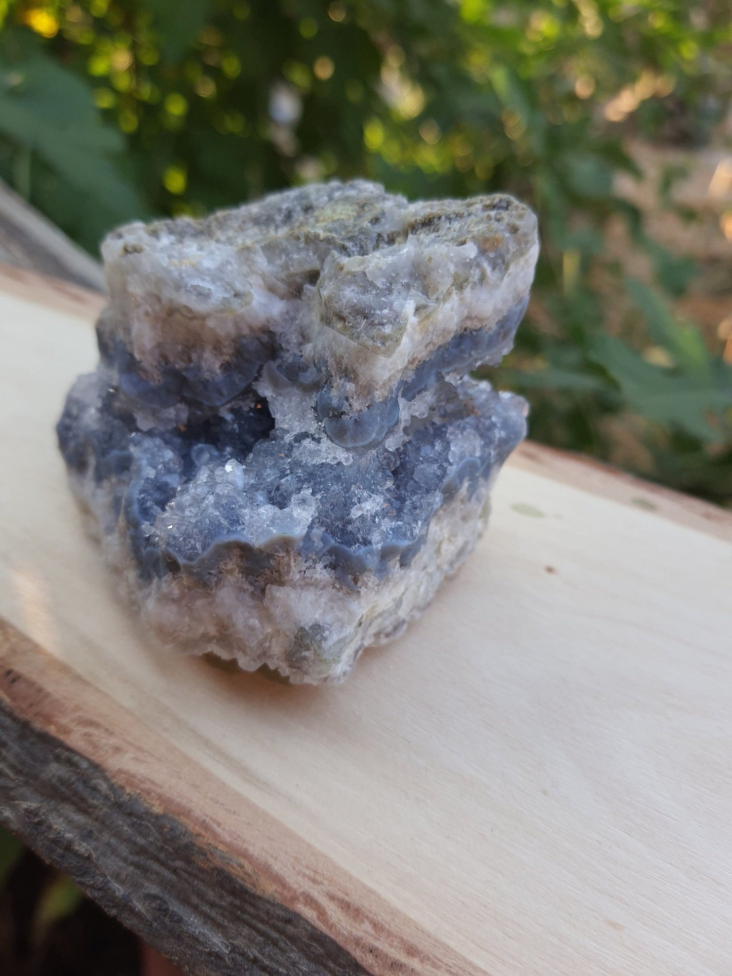 Druzy Blue Lace Agate Cluster: Raw Crystal Geode (182g) - LunarGem - 