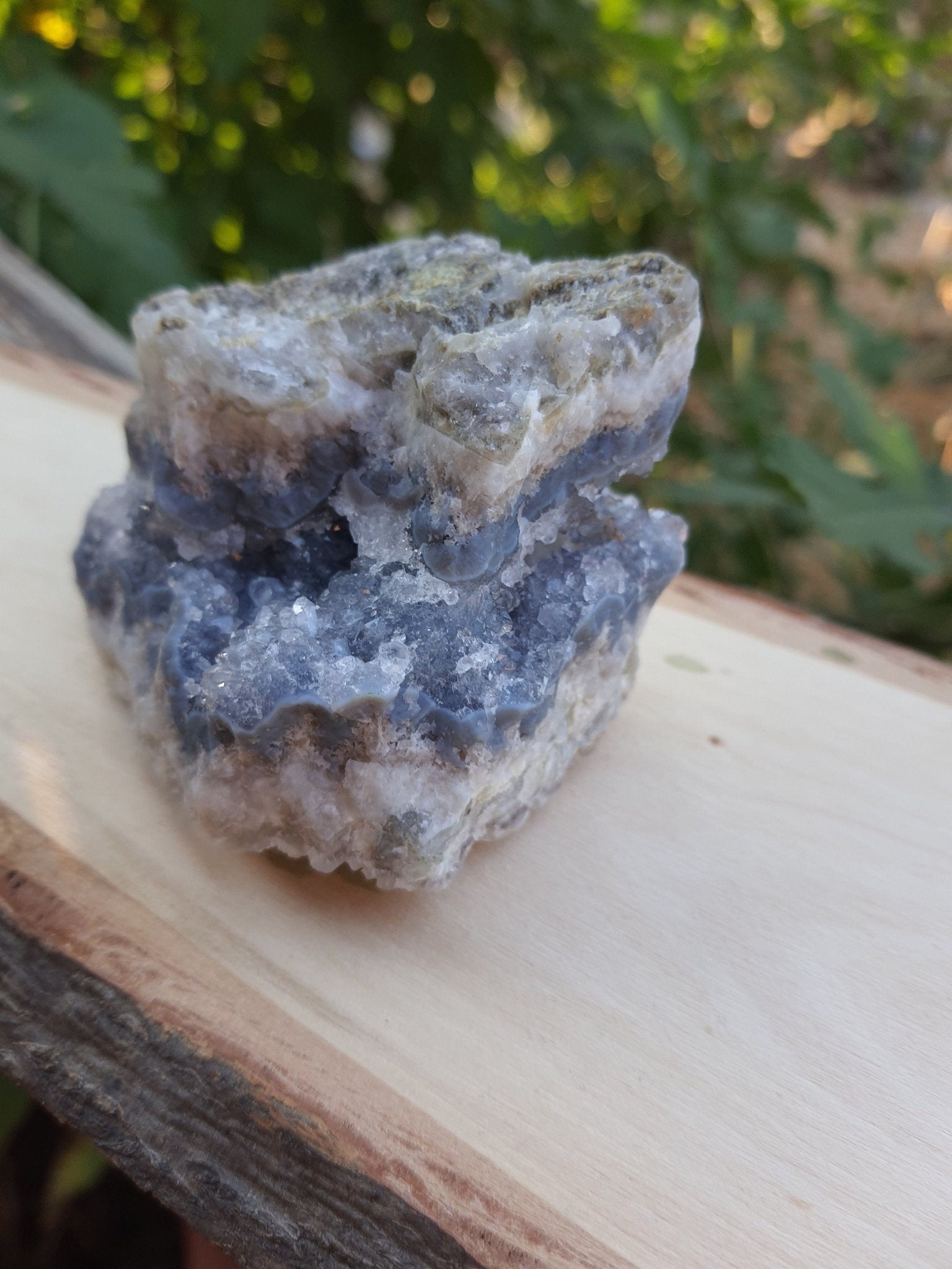 Druzy Blue Lace Agate Cluster: Raw Crystal Geode (182g) - LunarGem - 