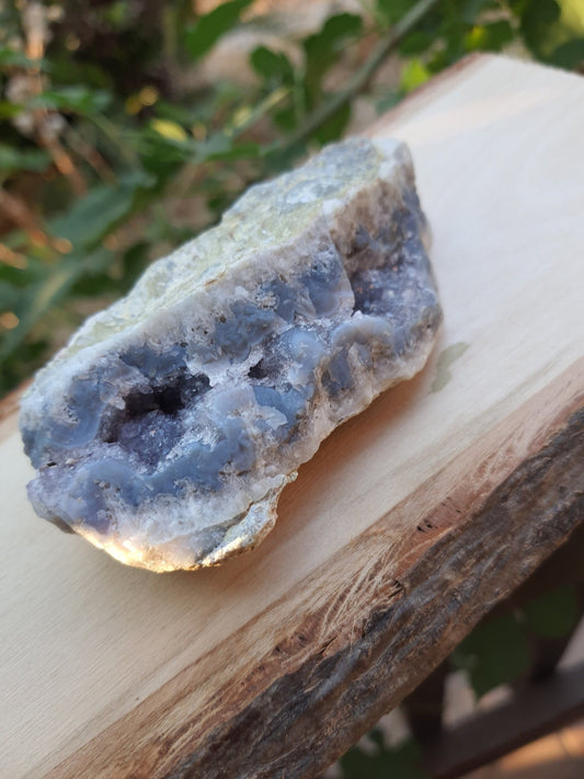 Druzy Blue Lace Agate Cluster: Sparkly Geode Crystal (144g) - LunarGem - 