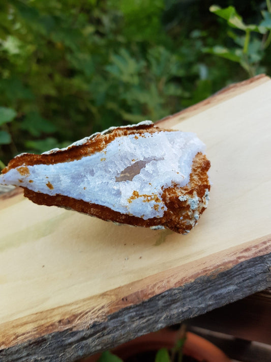 Druzy Blue Lace Agate Geode: Raw Crystal Cluster (135g) - LunarGem - 