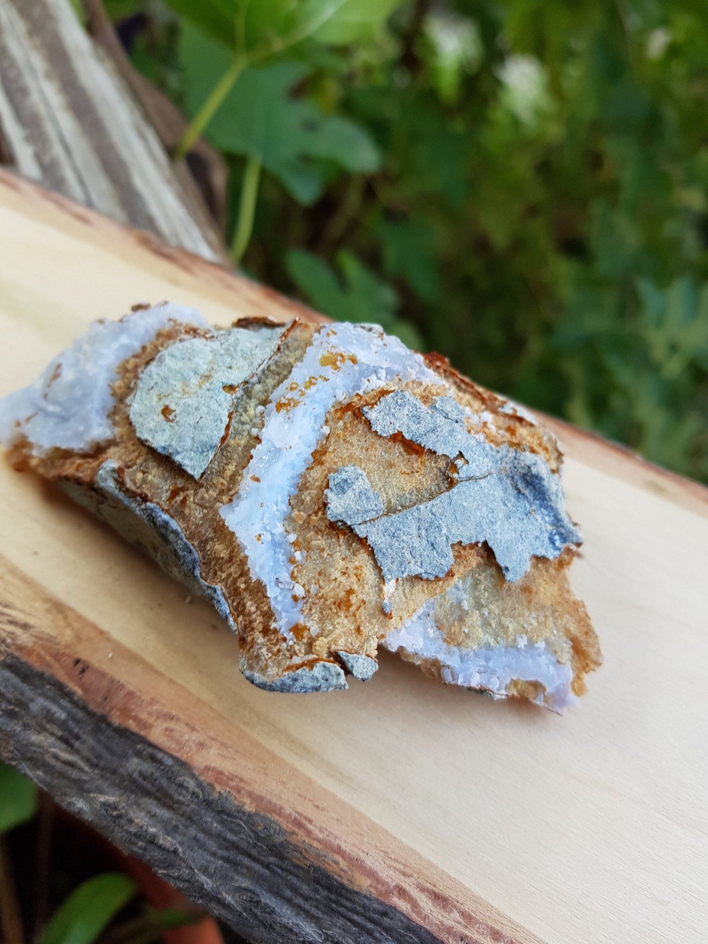 Druzy Blue Lace Agate Geode: Raw Crystal Cluster (145g) - LunarGem - 