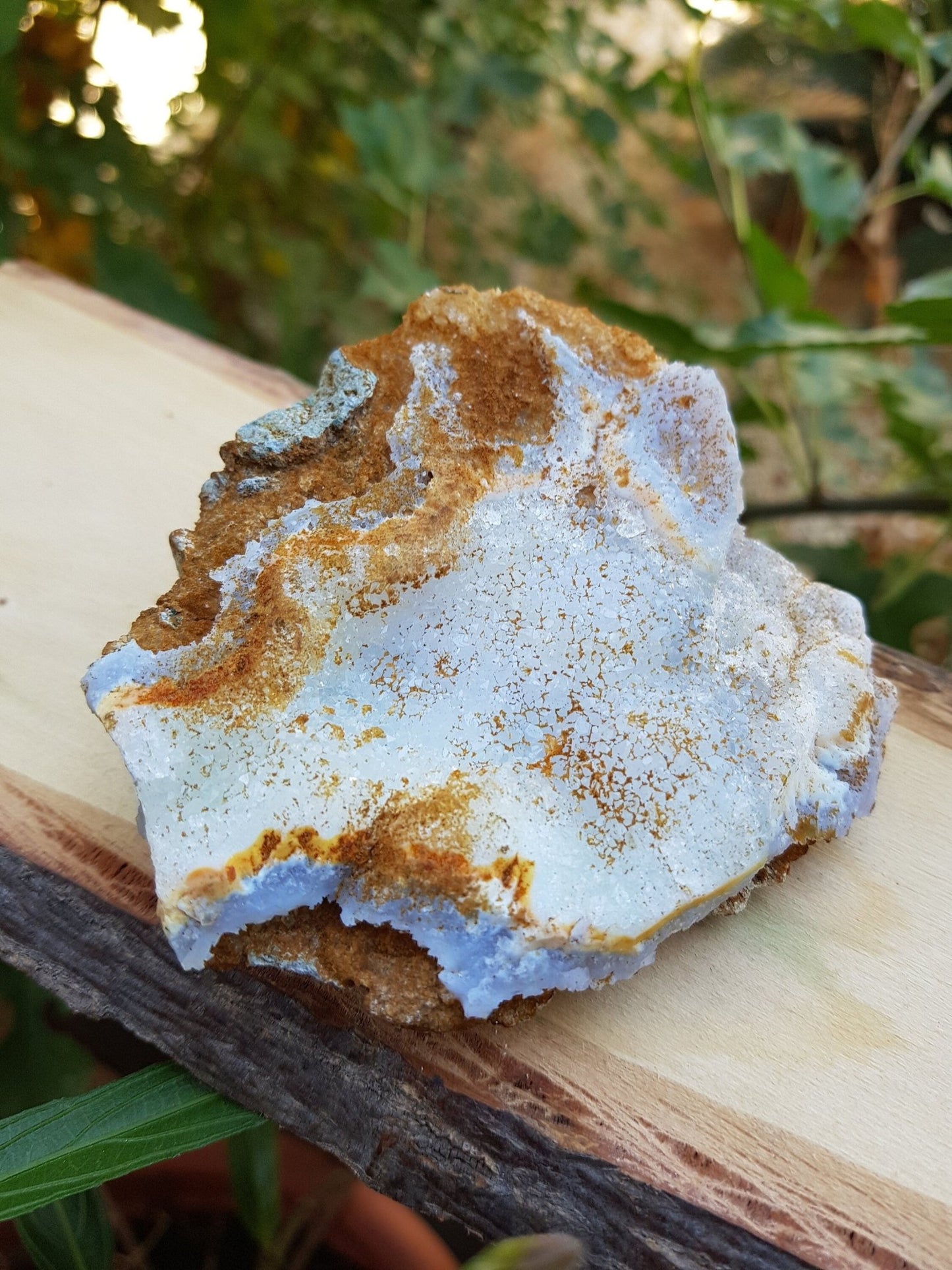 Druzy Blue Lace Agate Geode: Raw Crystal Cluster (298g) - LunarGem - 