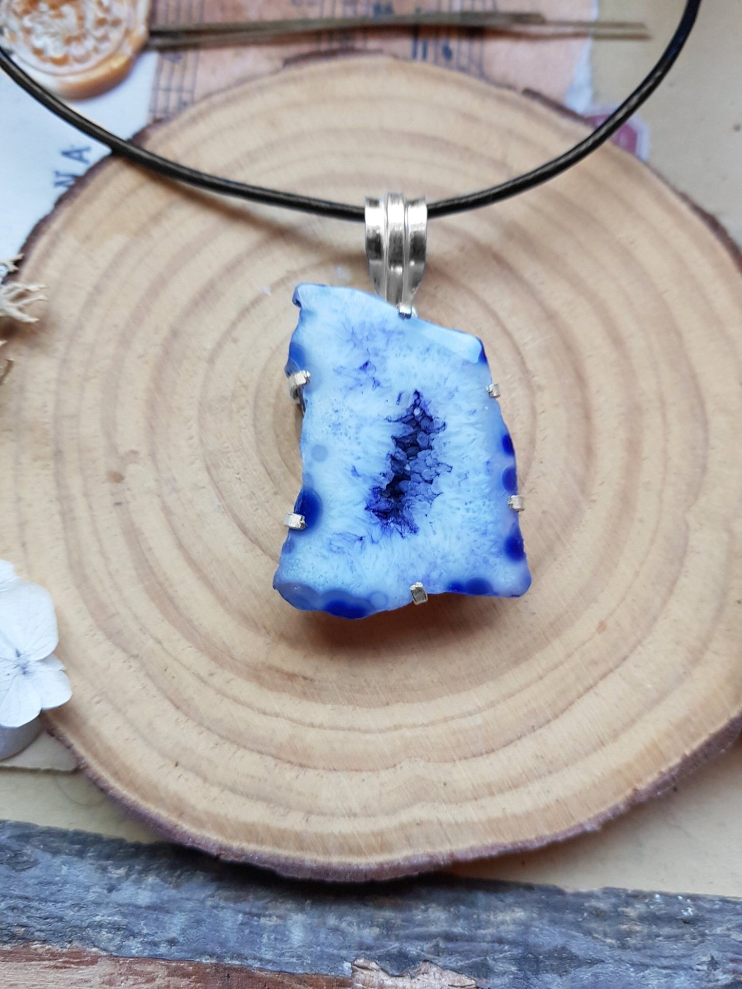 Druzy Solar Agate Pendant, Top Grade Agate Necklace In Sterling Silver One Of A Kind - LunarGem - 
