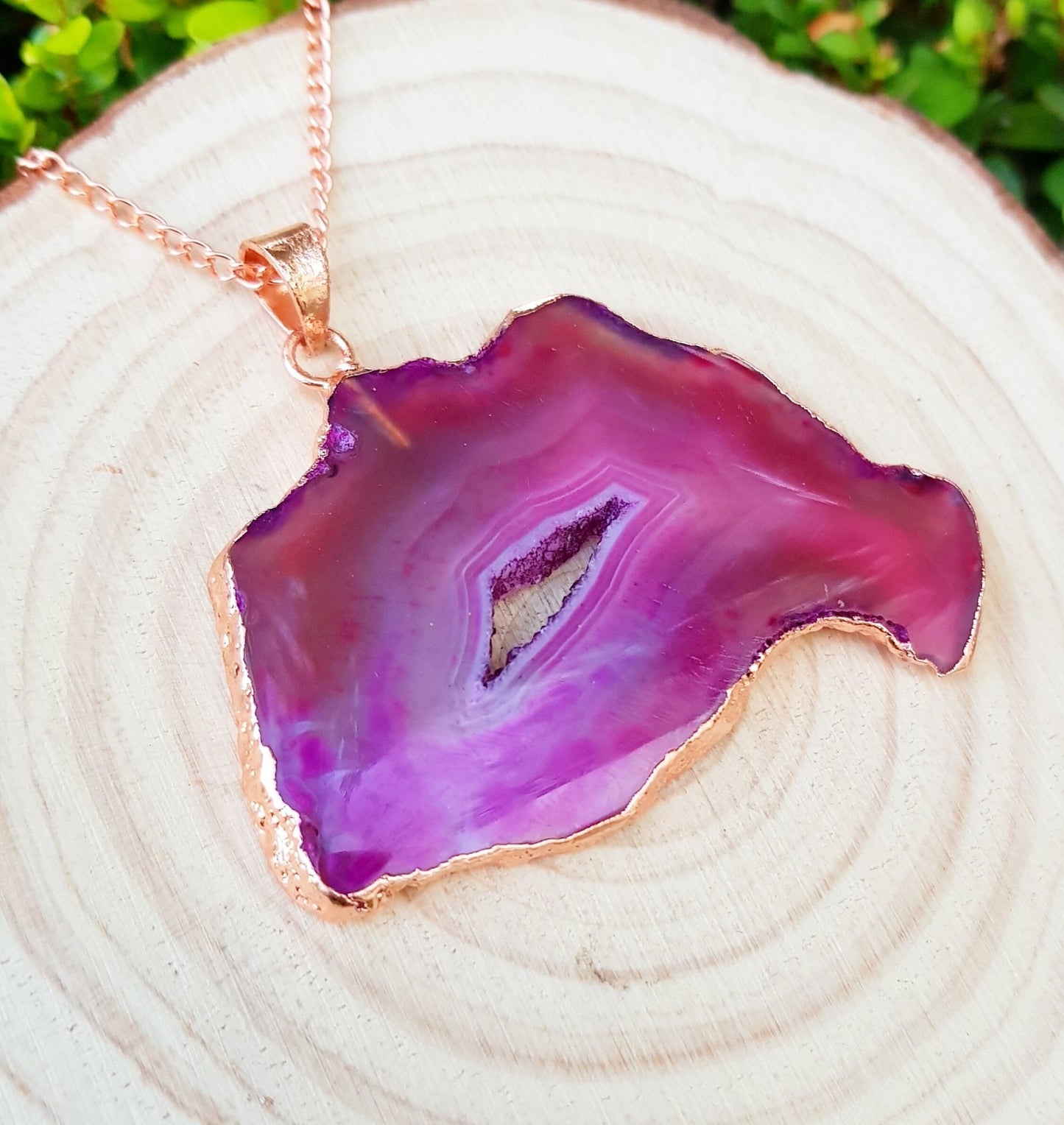 Electroformed Copper Agate Pendant Necklace: Boho Statement Jewelry - LunarGem - Charms & Pendants