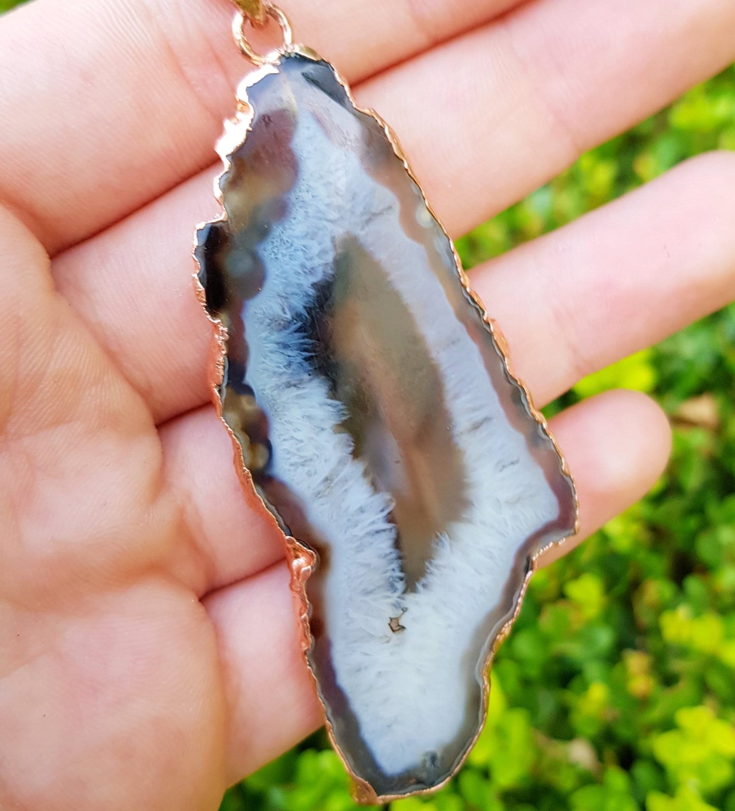 Electroformed Copper Agate Pendant Necklace: Boho Statement Jewelry - LunarGem - Charms & Pendants