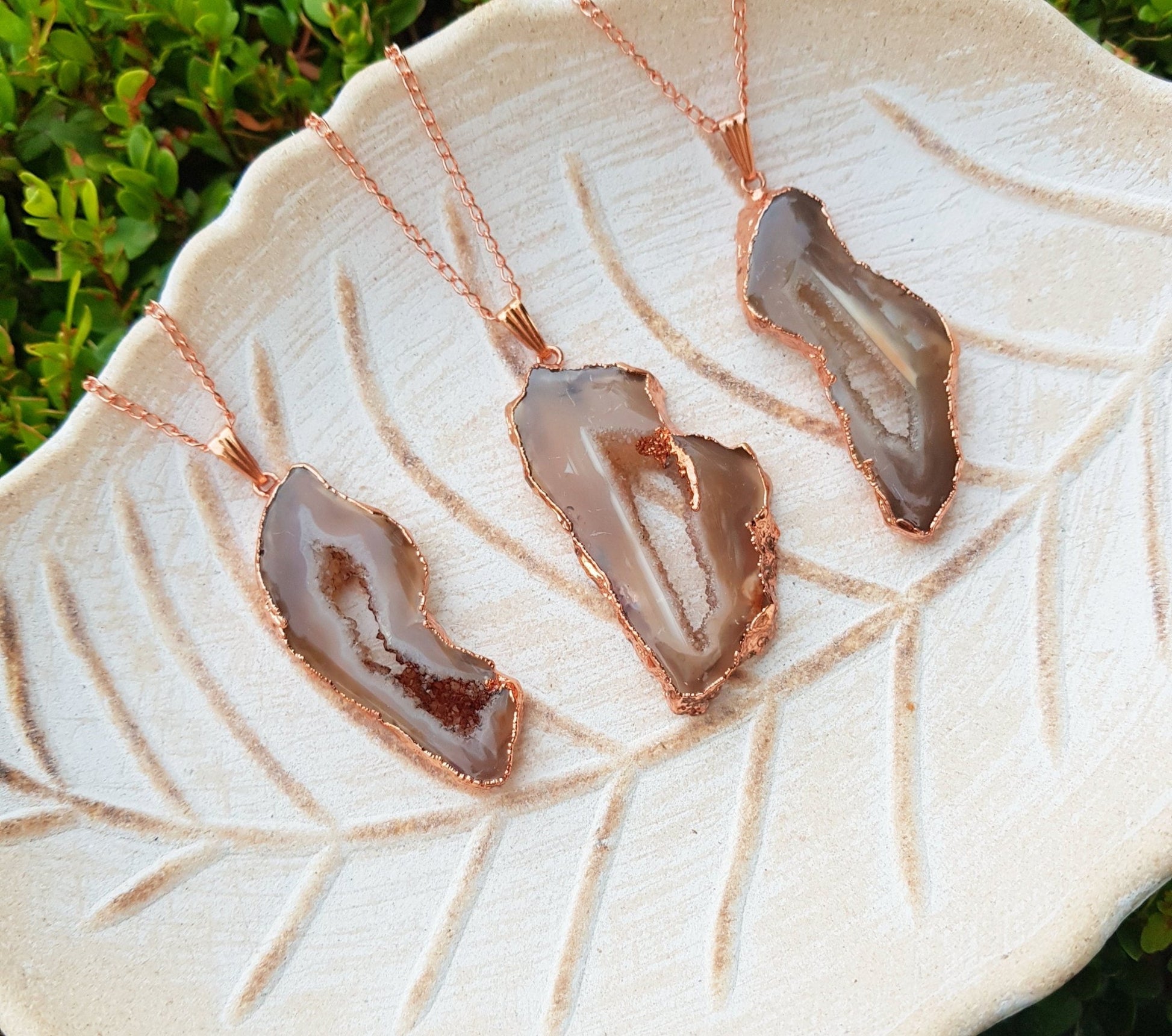 Electroformed Druzy Agate Copper Pendant Necklace: Boho Statement Jewelry - LunarGem - Necklaces