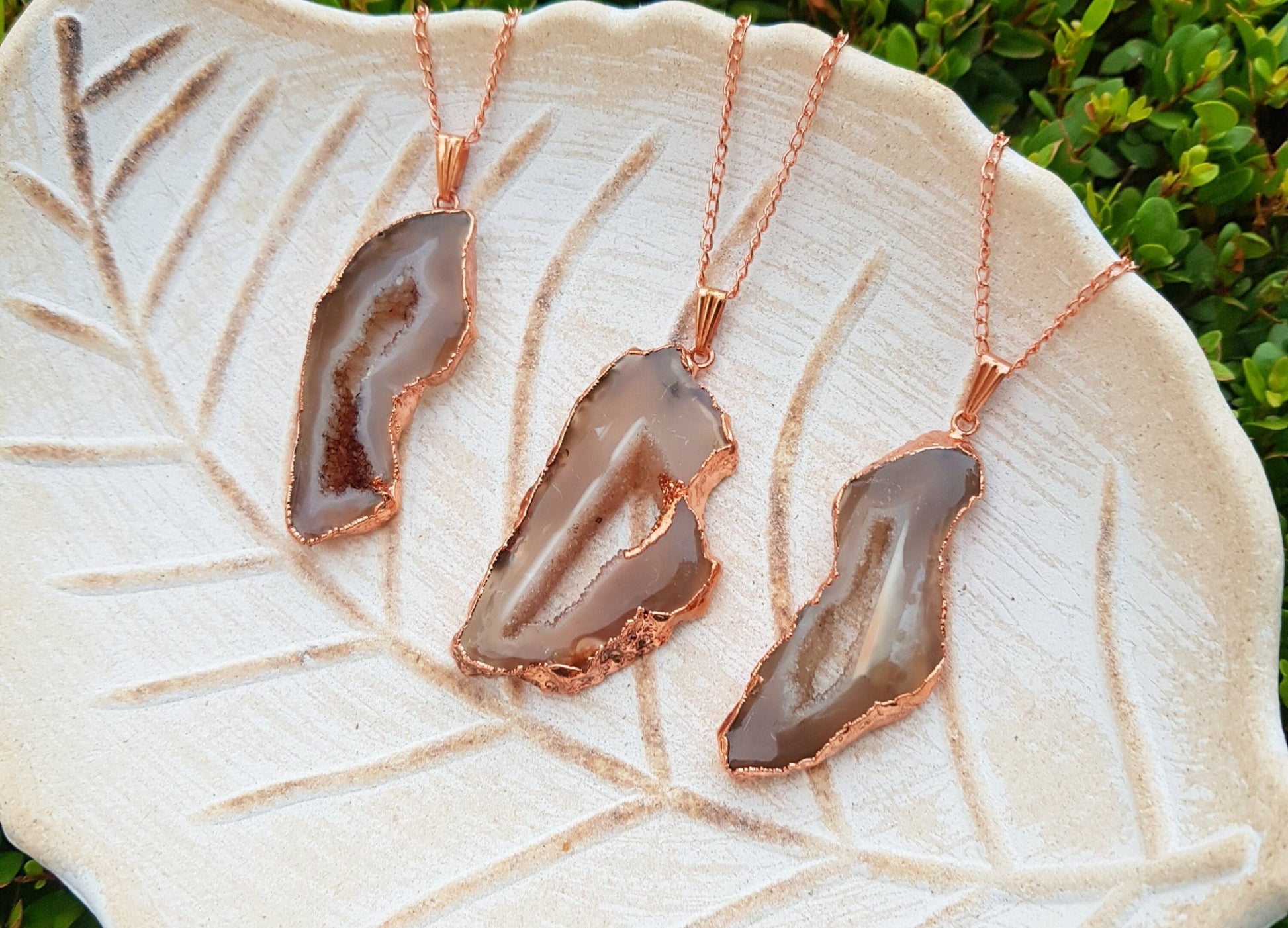 Electroformed Druzy Agate Copper Pendant Necklace: Boho Statement Jewelry - LunarGem - Necklaces