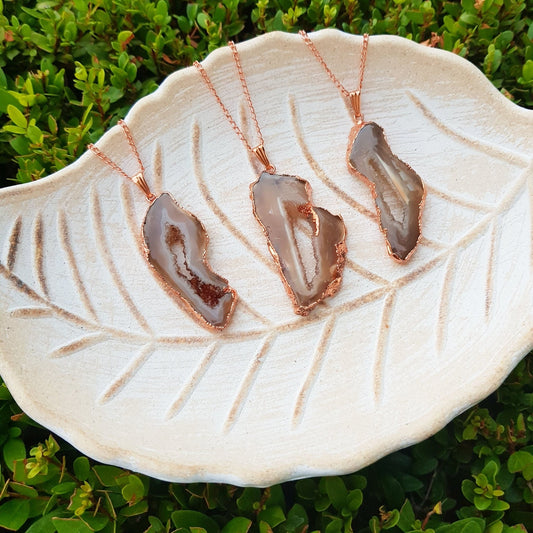 Electroformed Druzy Agate Copper Pendant Necklace: Boho Statement Jewelry - LunarGem - Necklaces