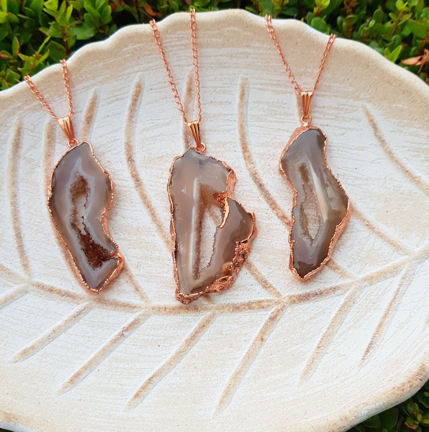 Electroformed Druzy Agate Copper Pendant Necklace: Boho Statement Jewelry - LunarGem - Necklaces