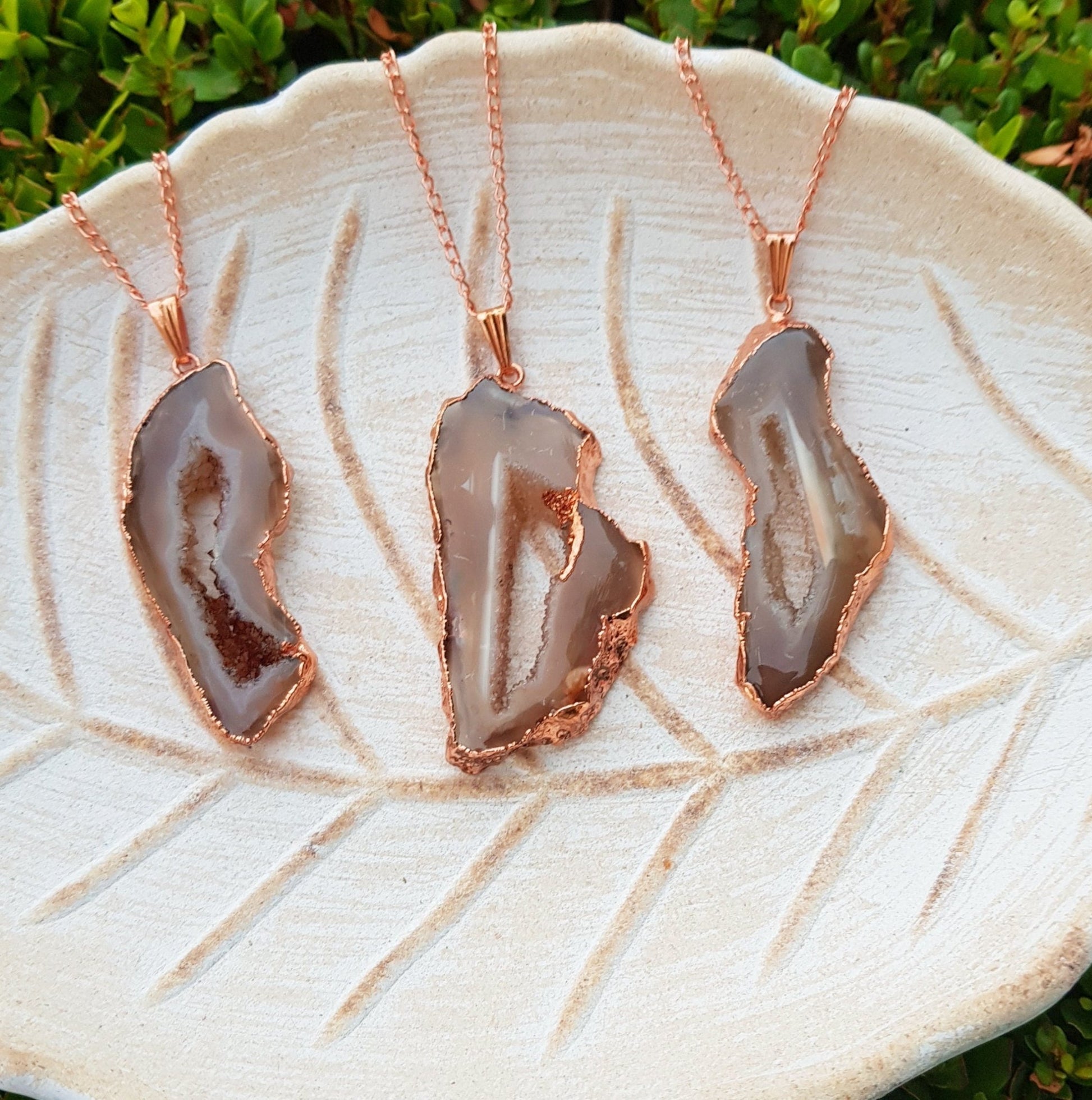 Electroformed Druzy Agate Copper Pendant Necklace: Boho Statement Jewelry - LunarGem - Necklaces