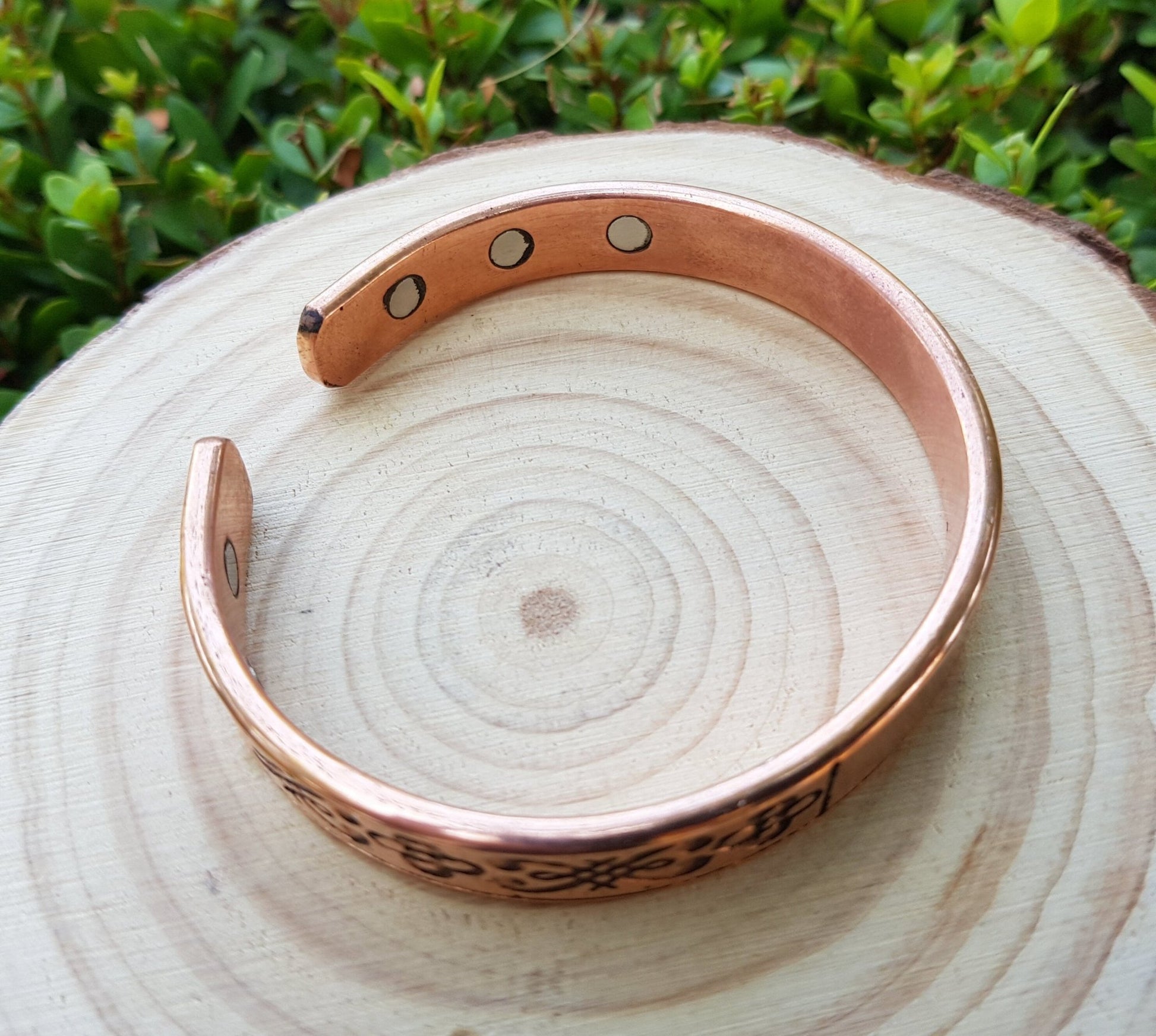 Etched Pure Copper Cuff Bracelet: Adjustable Celtic Design - LunarGem - Bracelets