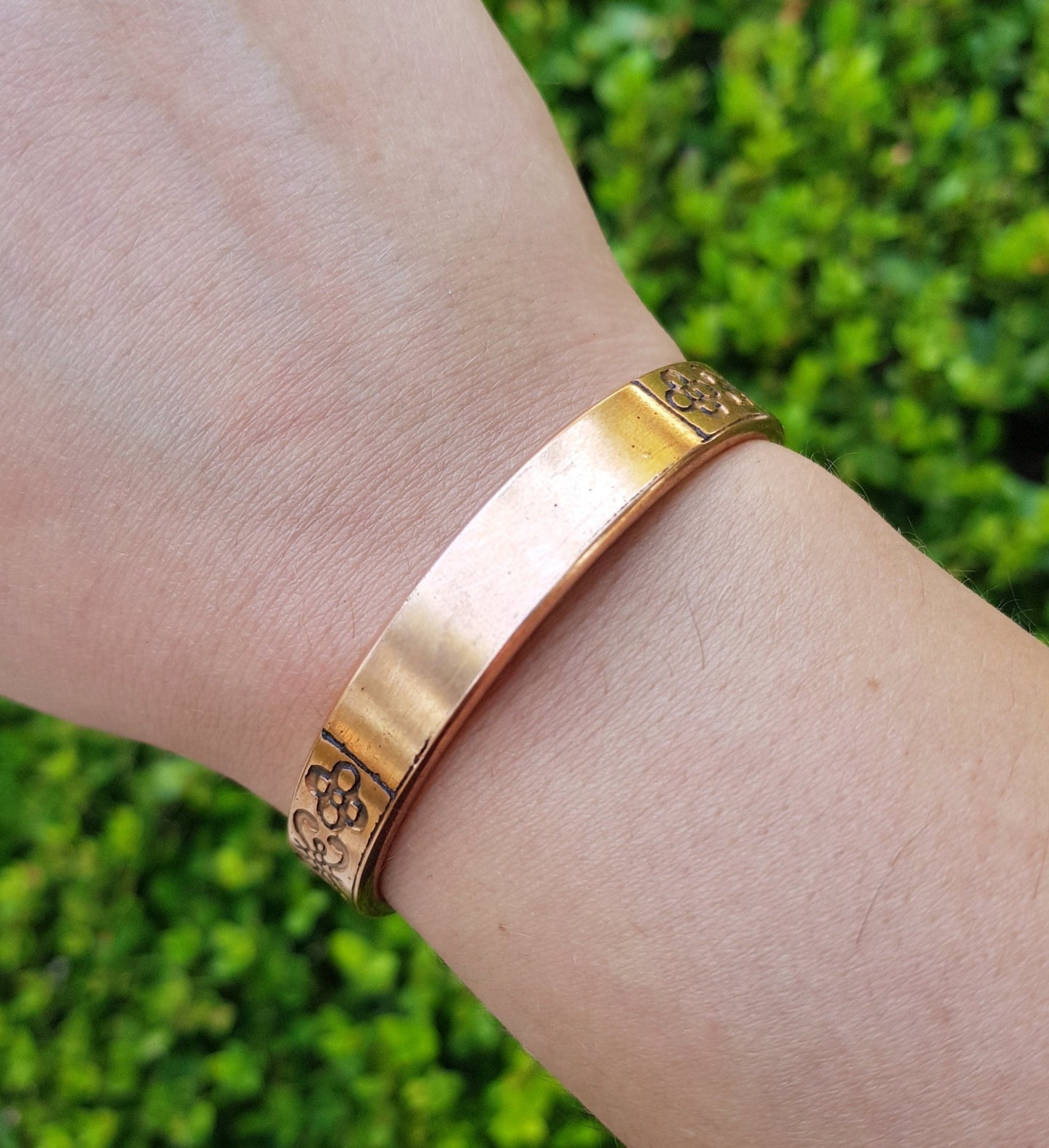 Etched Pure Copper Cuff Bracelet: Adjustable Celtic Design - LunarGem - Bracelets