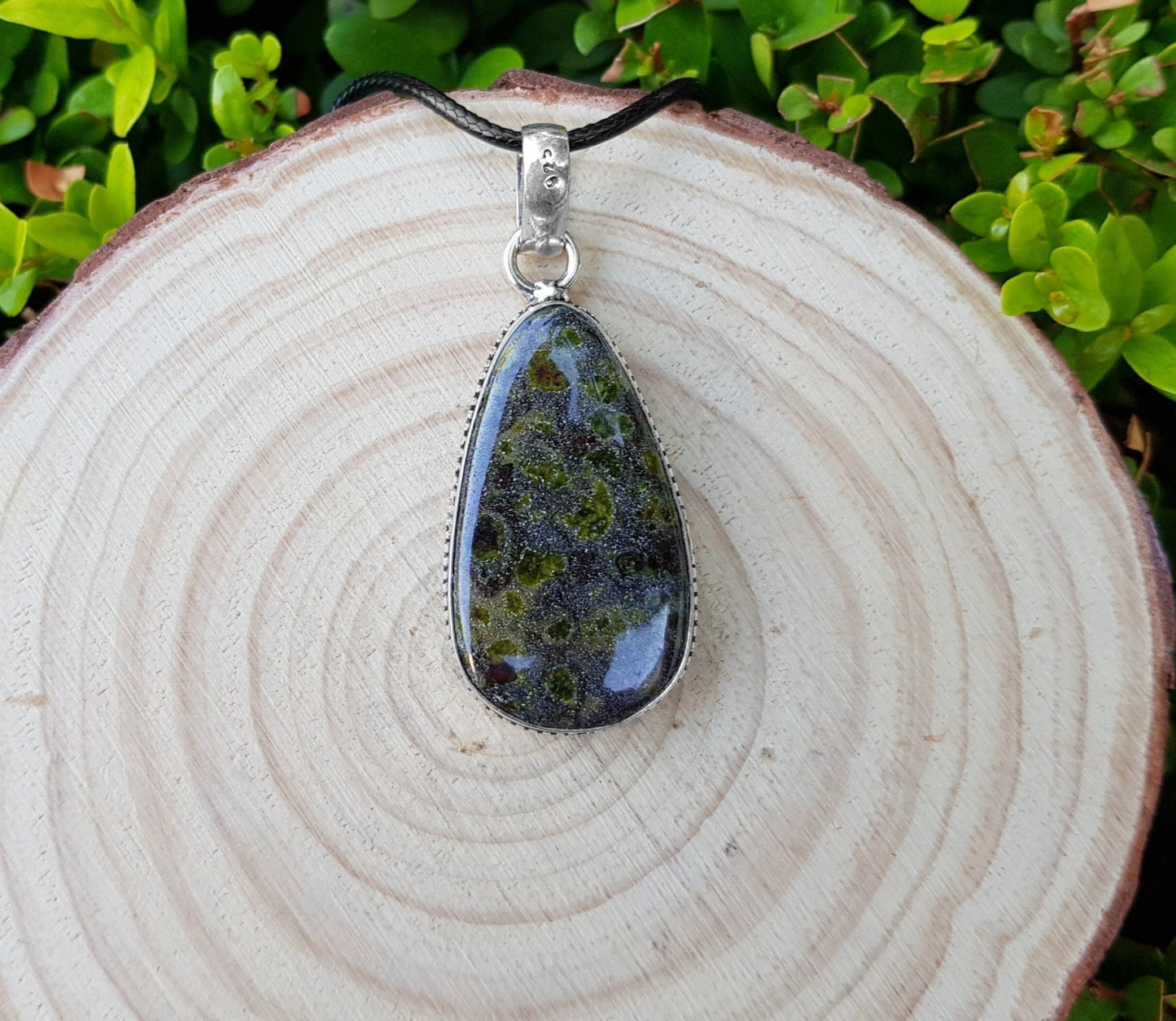 Fruit Jasper Sterling Silver Pendant Necklace, Boho Gemstone Jewelry - LunarGem - Necklaces