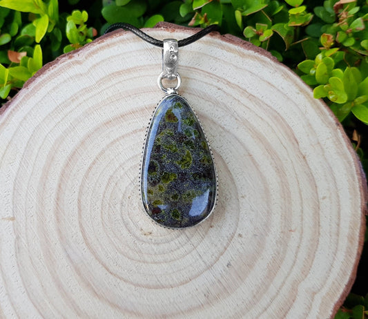 Fruit Jasper Sterling Silver Pendant Necklace, Boho Gemstone Jewelry - LunarGem - Necklaces