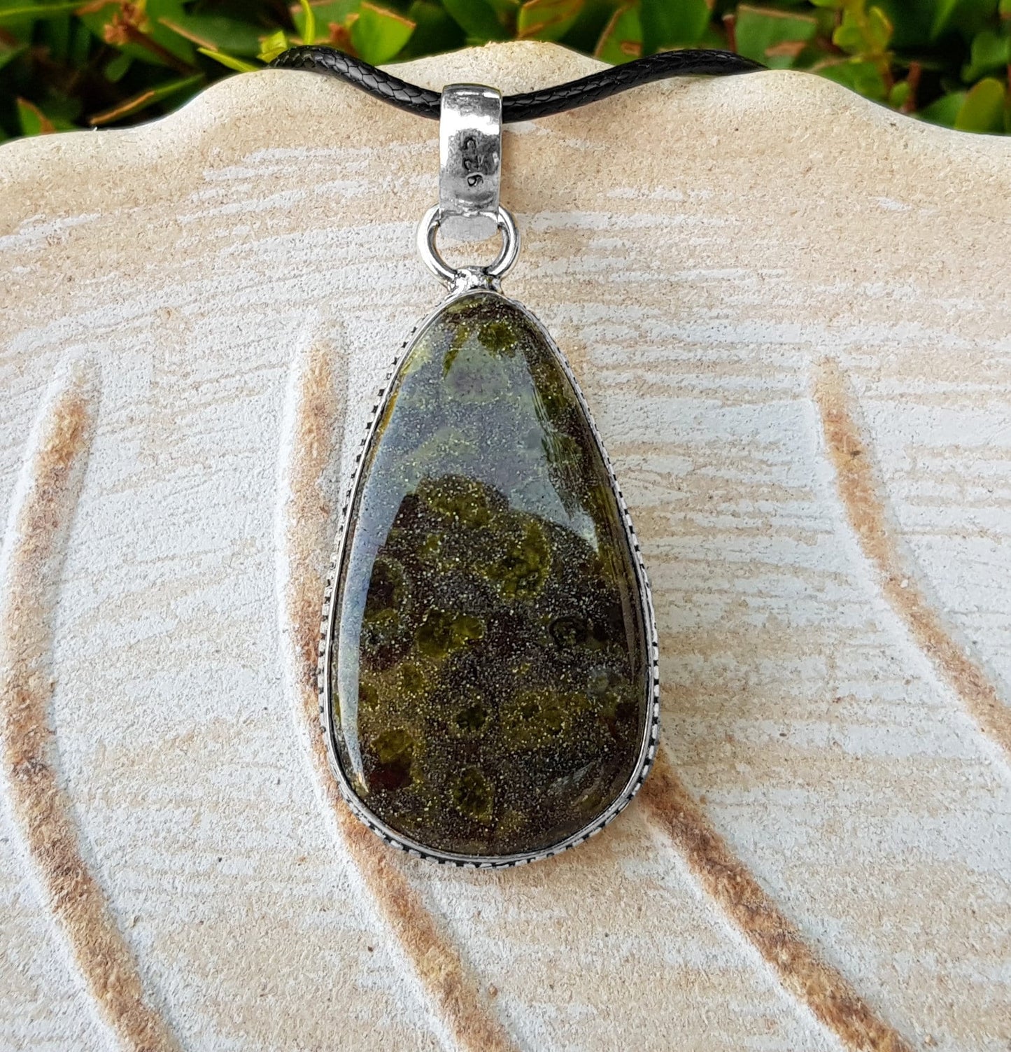 Fruit Jasper Sterling Silver Pendant Necklace, Boho Gemstone Jewelry - LunarGem - Necklaces