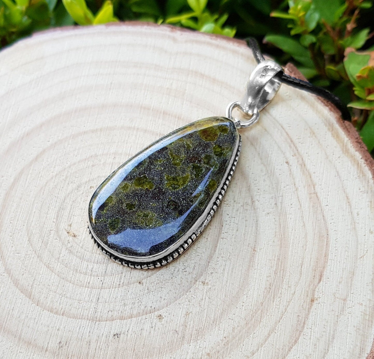 Fruit Jasper Sterling Silver Pendant Necklace, Boho Gemstone Jewelry - LunarGem - Necklaces