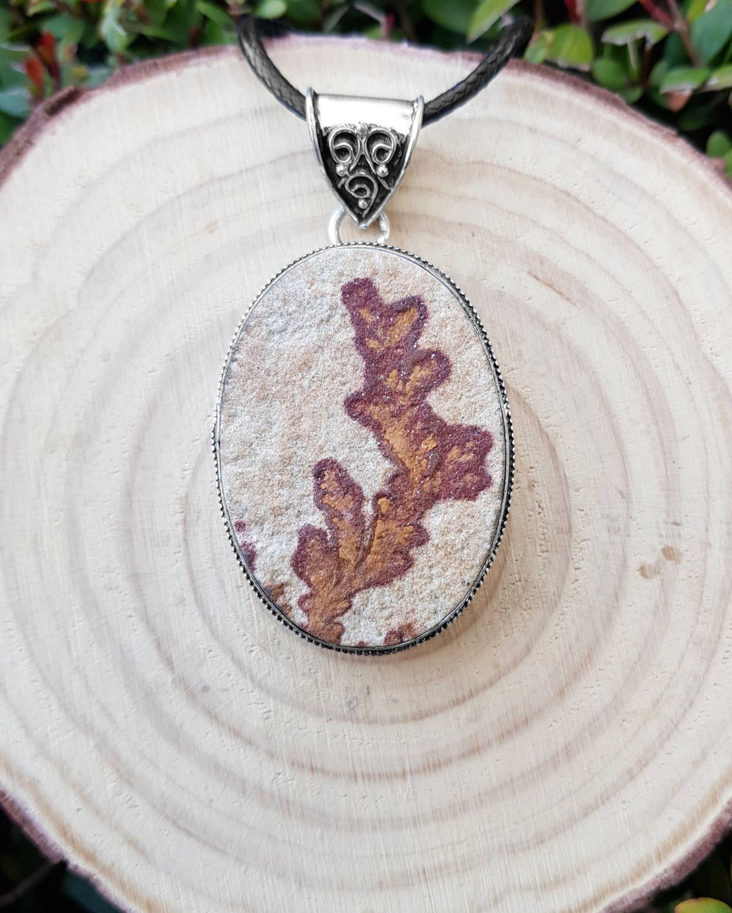 German Dendritic Opal Necklace In Sterling Silver Big Statement Necklace One Of A Kind - LunarGem - 