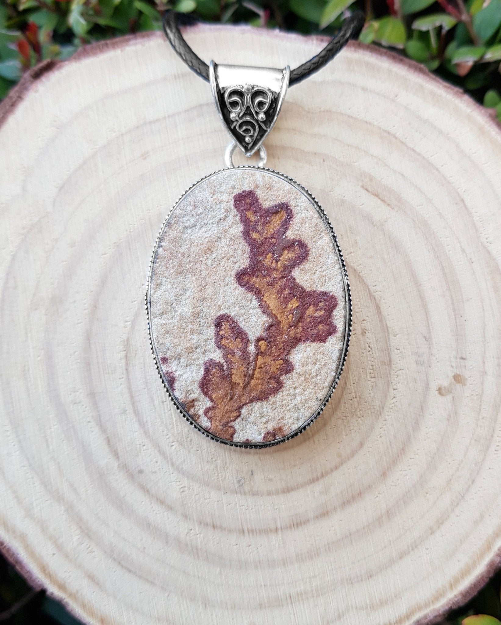 German Dendritic Opal Necklace In Sterling Silver Big Statement Necklace One Of A Kind - LunarGem - 