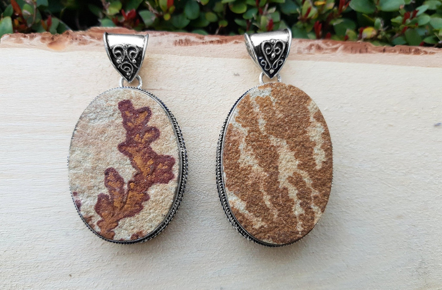 German Dendritic Opal Necklace In Sterling Silver Big Statement Necklace One Of A Kind - LunarGem - 