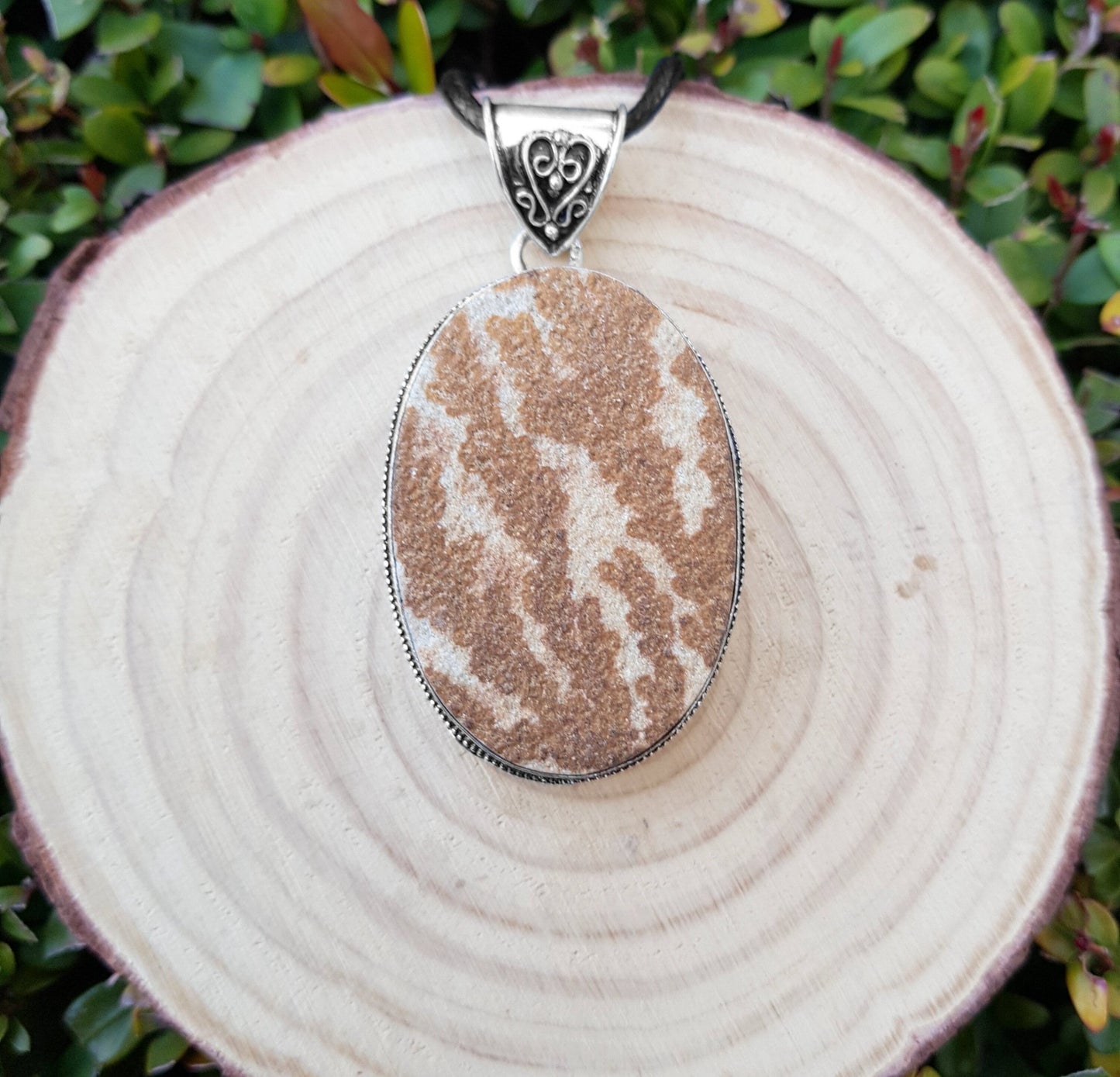 German Dendritic Opal Necklace In Sterling Silver Big Statement Necklace One Of A Kind - LunarGem - 