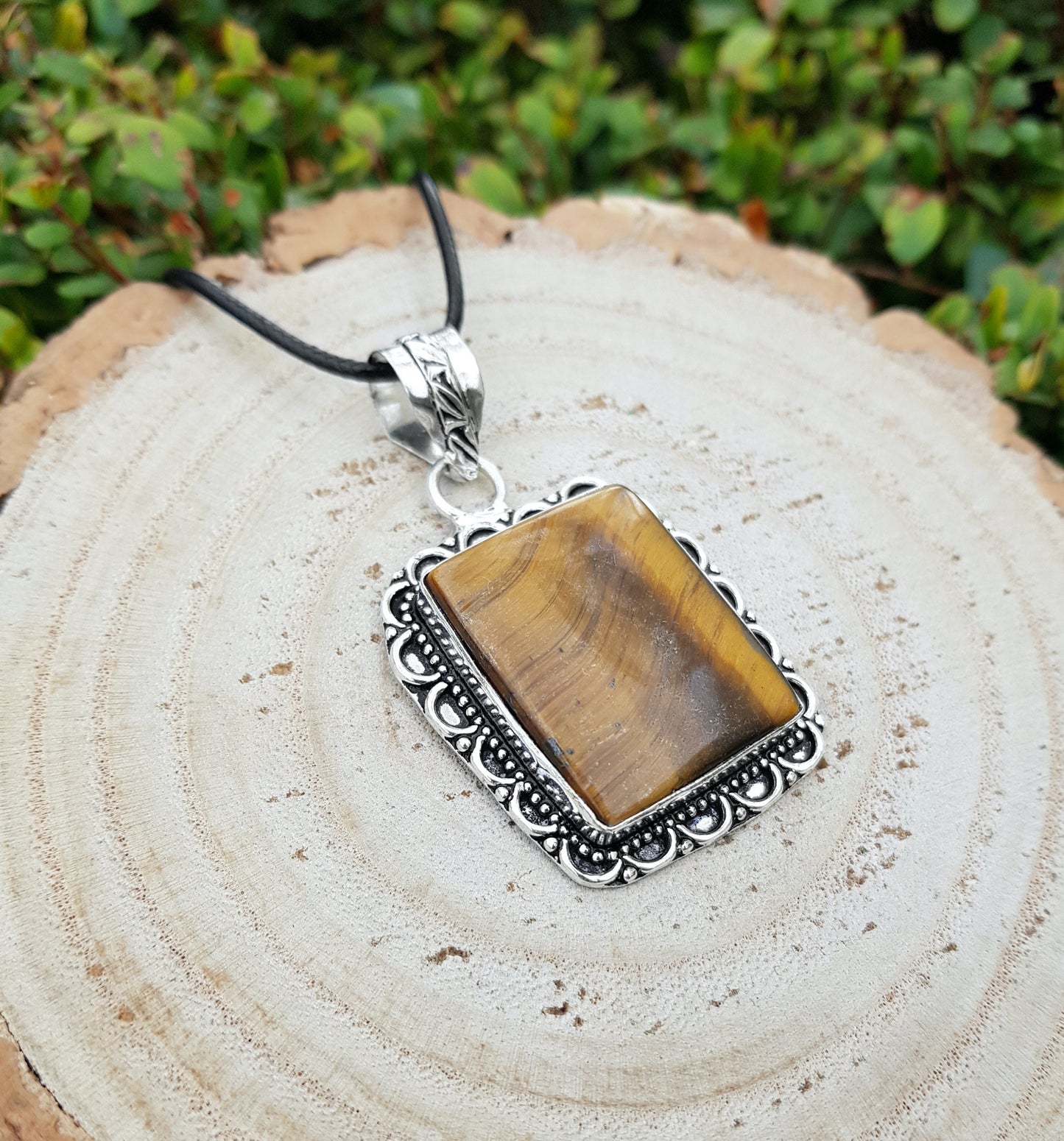 Tiger's Eye Gemstone Pendant: Sterling Silver Boho Necklace